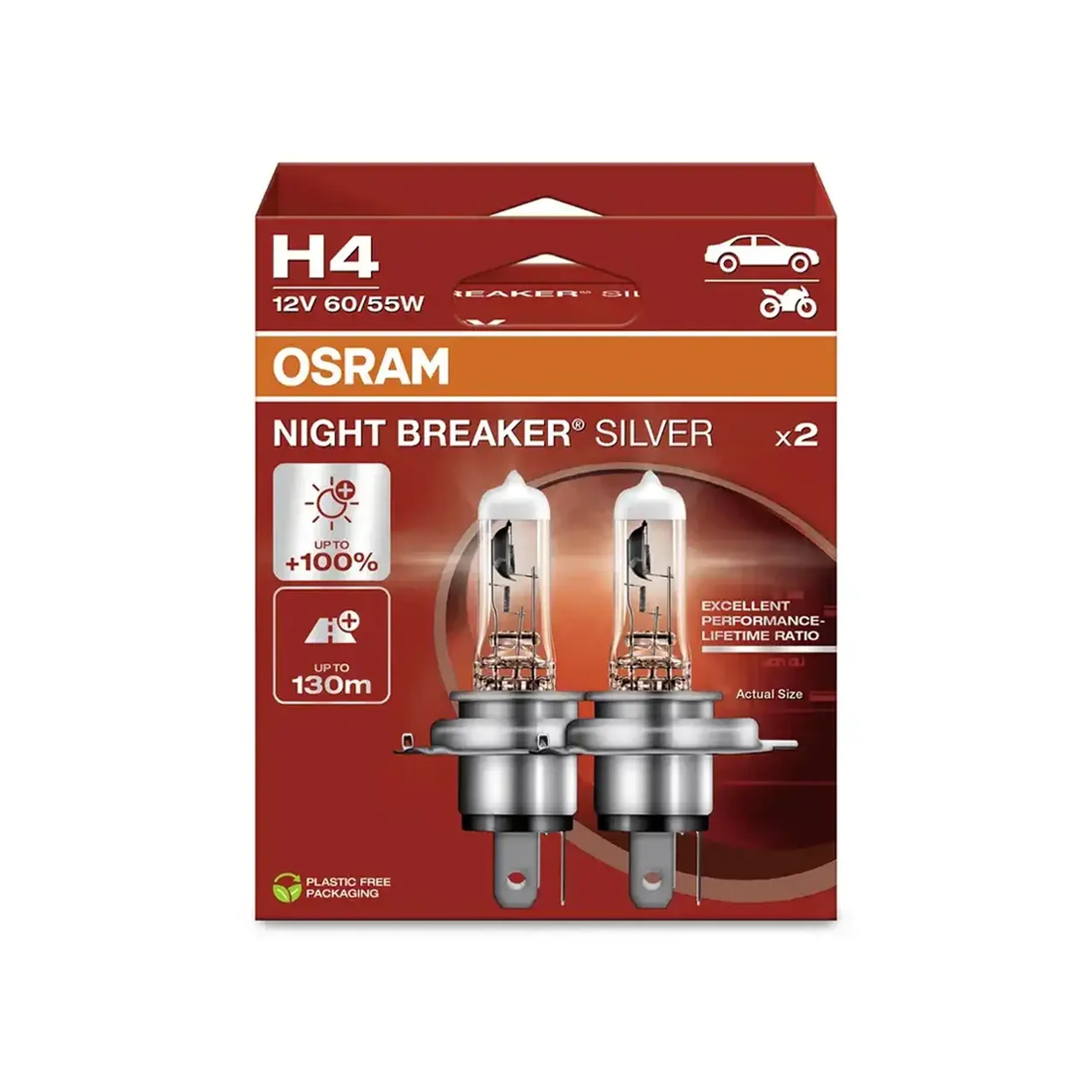 Bec auto cu halogen H4 NIGHT BREAKER SILVER 60/55 W P43t 12 V OSRAM