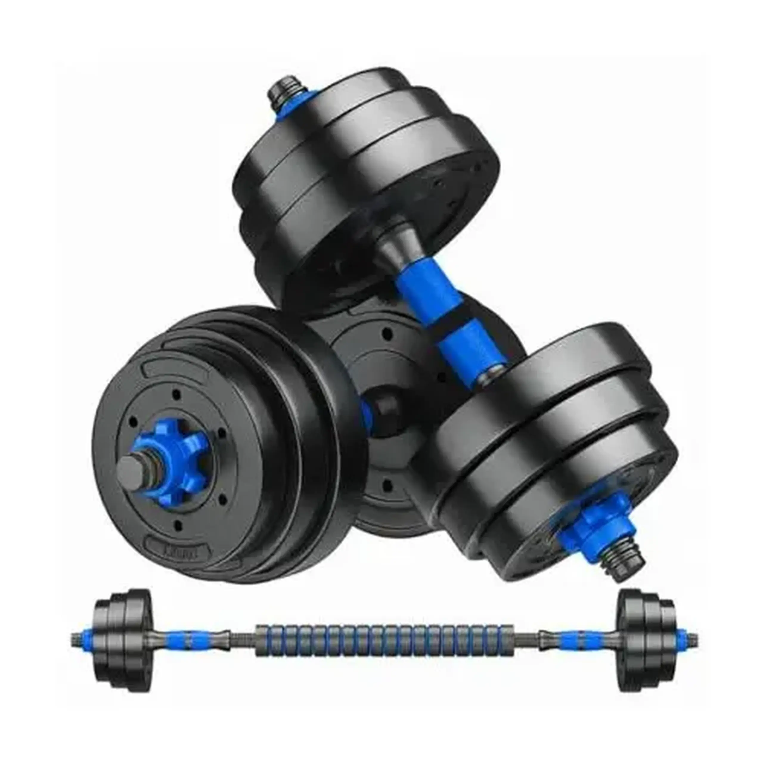 Set gantere reglabile FitTronic 20 kg, BG20, 2 gantere de 10 kg si bara de conectare inclusa, sigurante cu filet