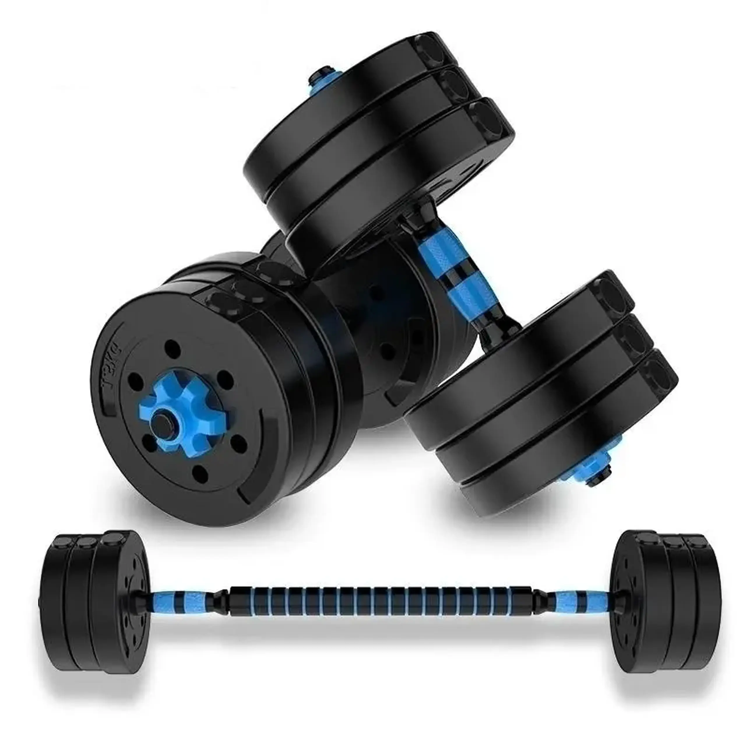 Set gantere reglabile FitTronic 20 kg, BG20, 2 gantere de 10 kg si bara de conectare inclusa, sigurante cu filet