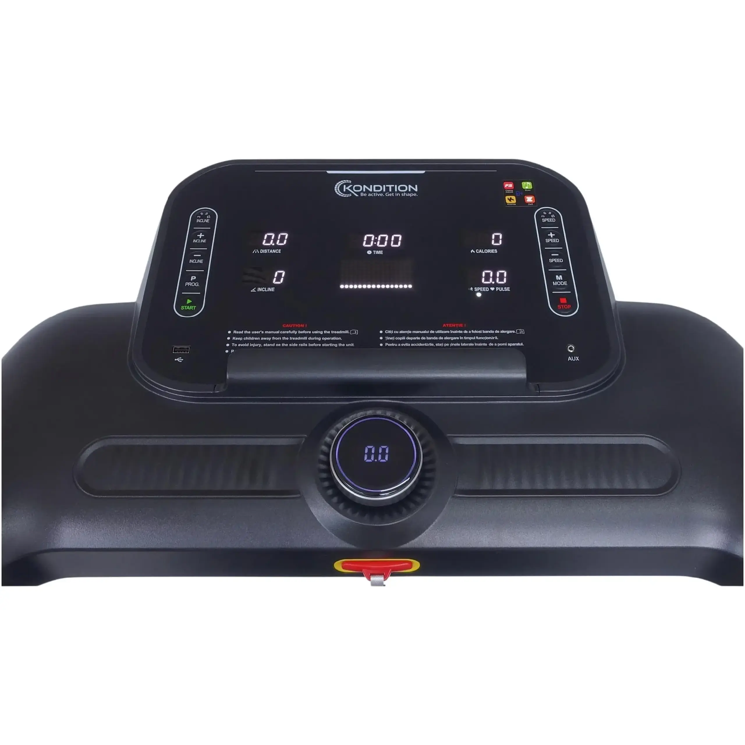 Banda alergare Kondition 7600S, motor 2CP, viteza 1-14km/h, suprafata alergare 120 X 46 cm, 24 programe, inclinare electrica max. 15%, App Fitshow/Kinomap/Zwift, pliabila, greutate maxima utilizator 120 kg
