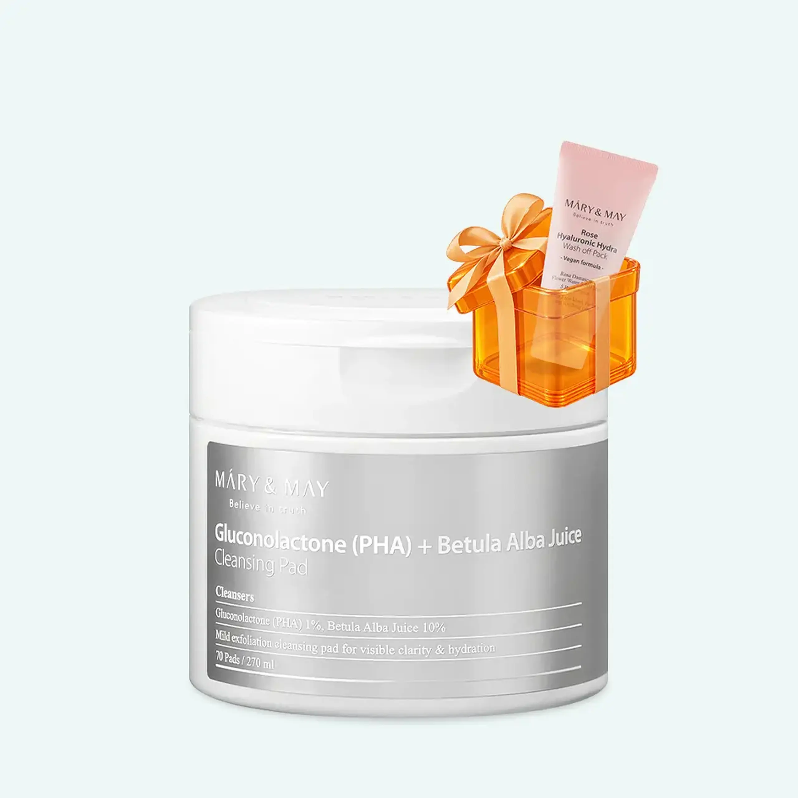 Discuri exfoliante cu 1% gluconolactonă Mary & May Gluconolactone (PHA) + Betula Alba Juice Cleansing Pad 70buc