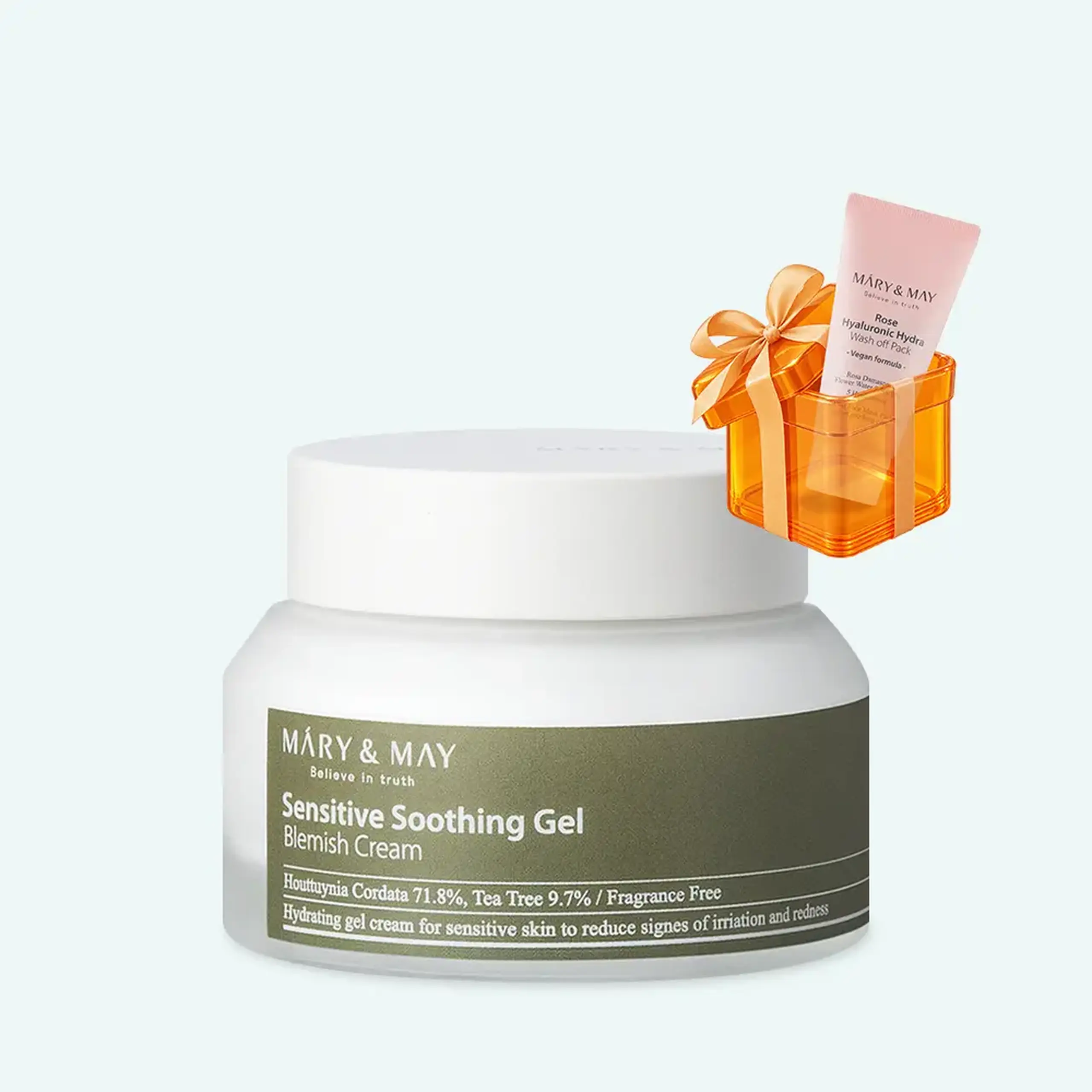 Cremă-gel instant calmantă cu extracte de houttuynia și arbore de ceai Mary & May Sensitive Soothing Gel Blemish Cream 70g