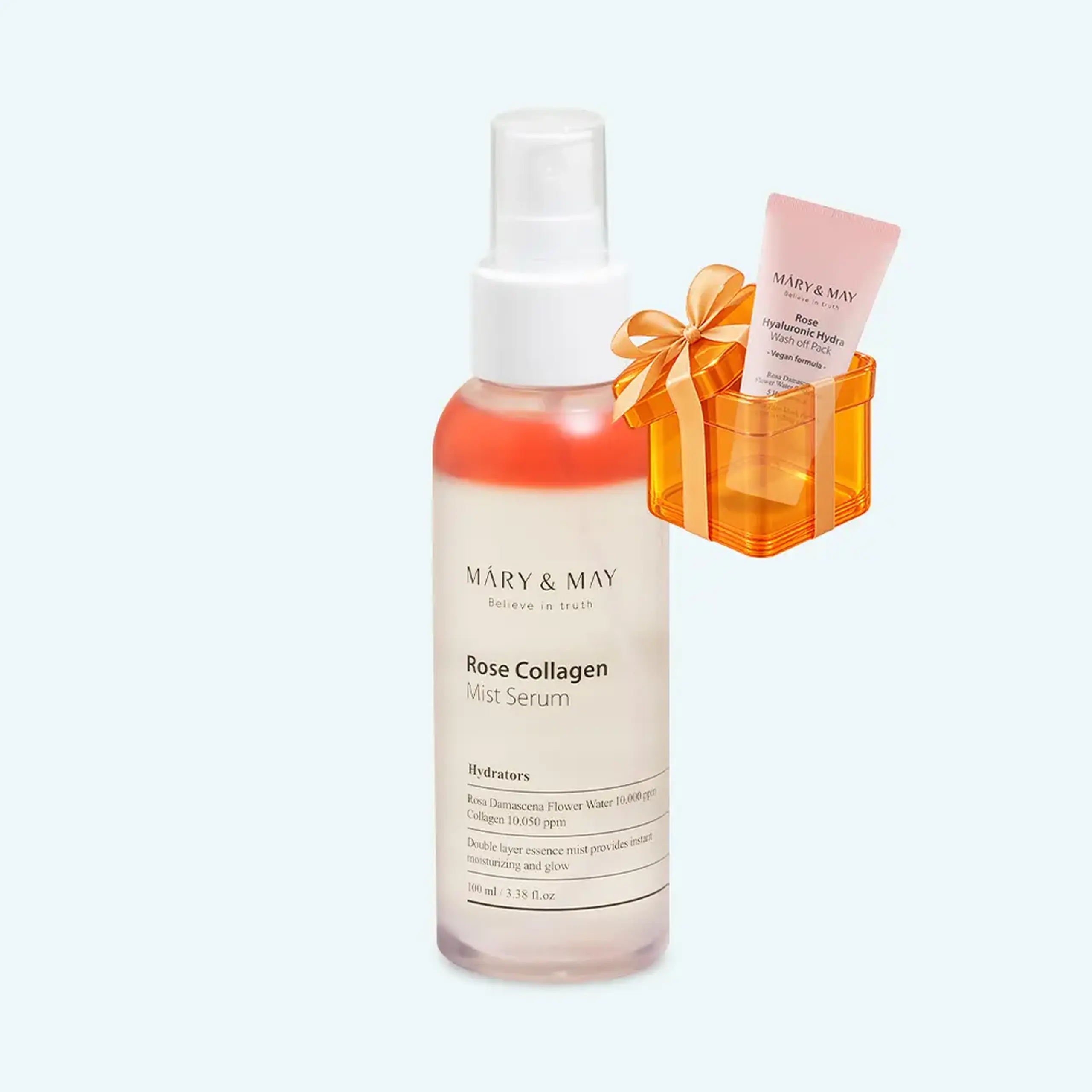 Spray serum hidratant cu extracte de trandafir şi colagen Mary&May Rose Collagen Mist Serum 100ml