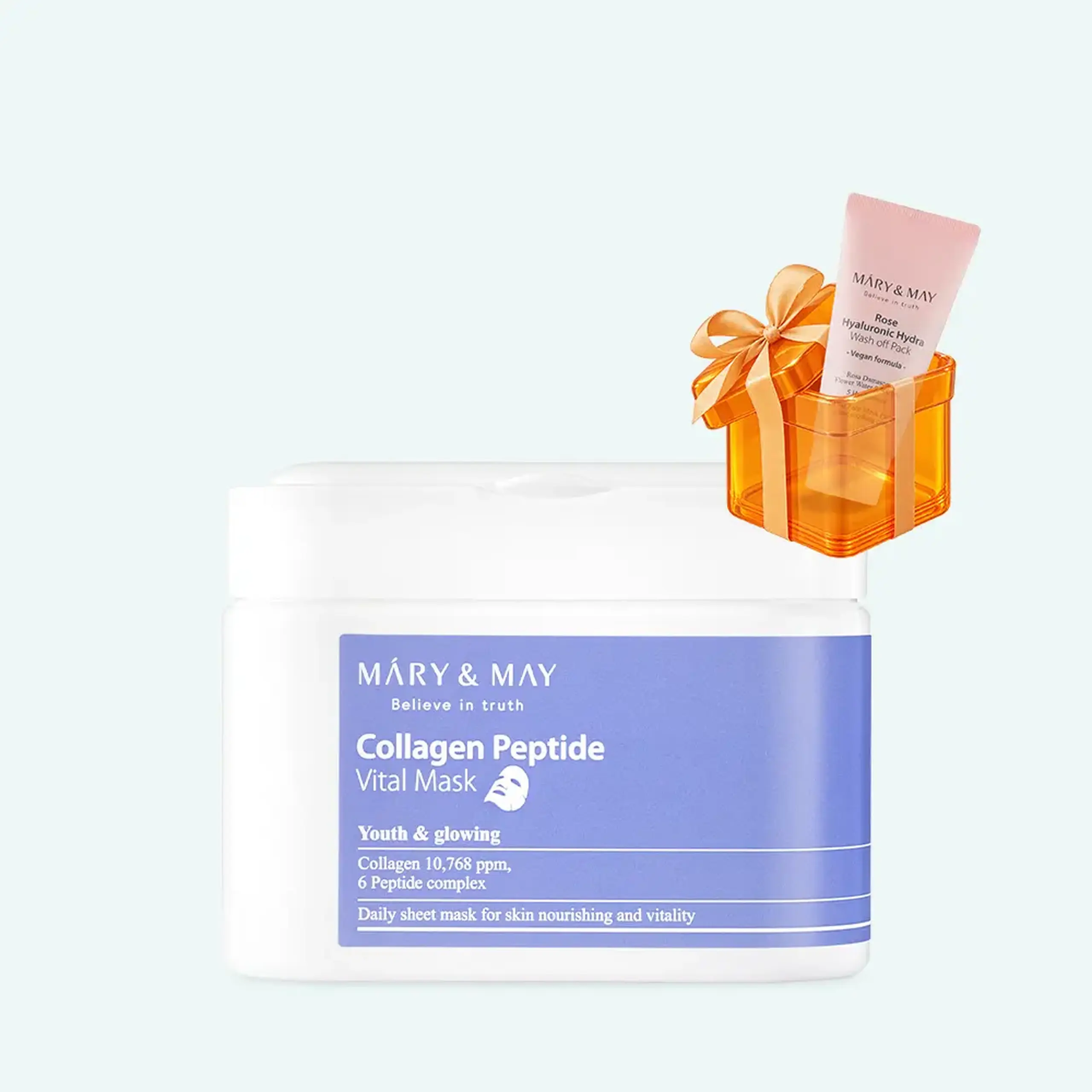 Set de măşti anti-age din ţesătură cu peptide Mary&May Collagen Peptide Vital Mask 30pcs
