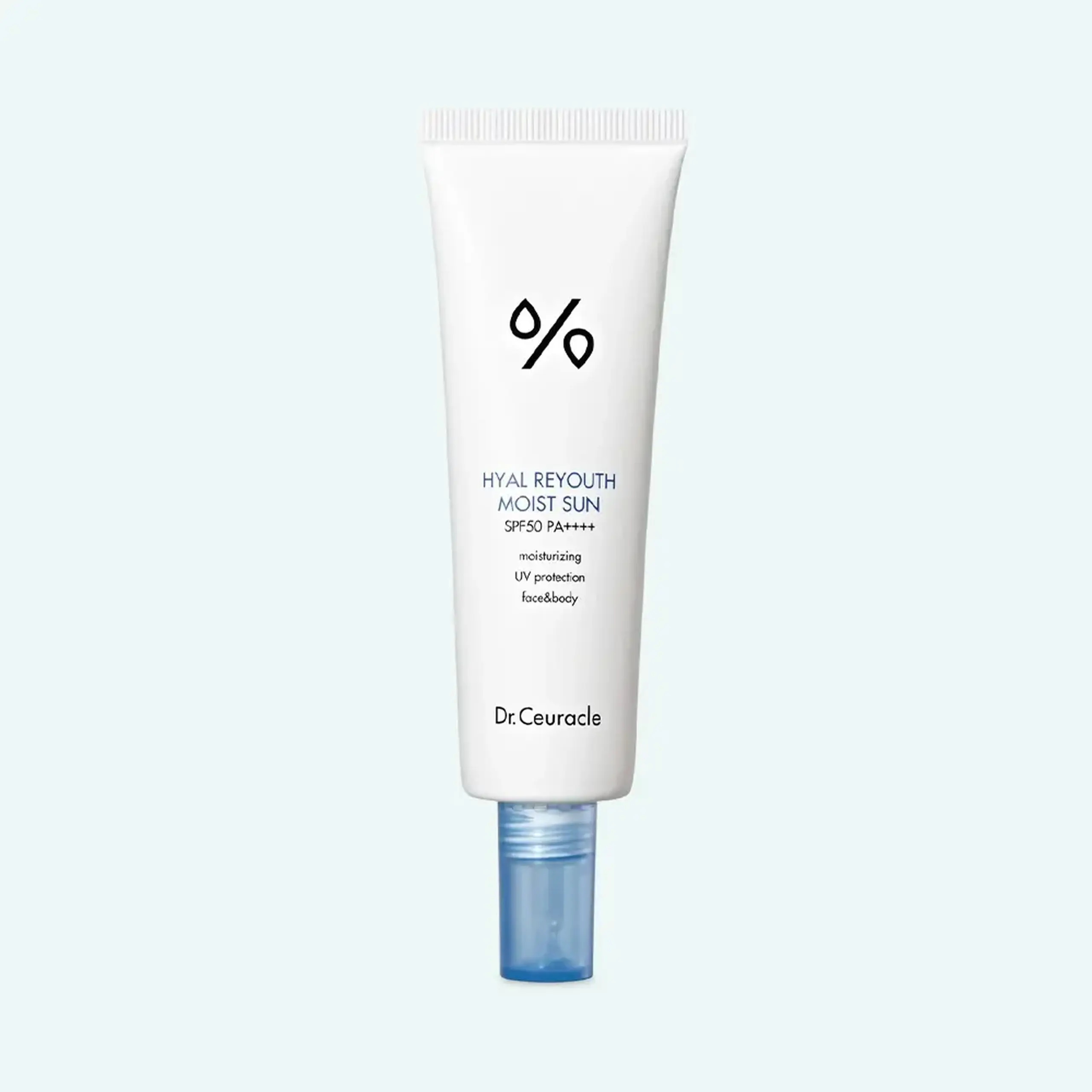 Cremă de protecție solară hidratantă cu filtre chimice de nouă generație foarte ușoară Dr. Ceuracle Hyal Reyouth Moist Sun SPF 50+/PA++++ 50ml