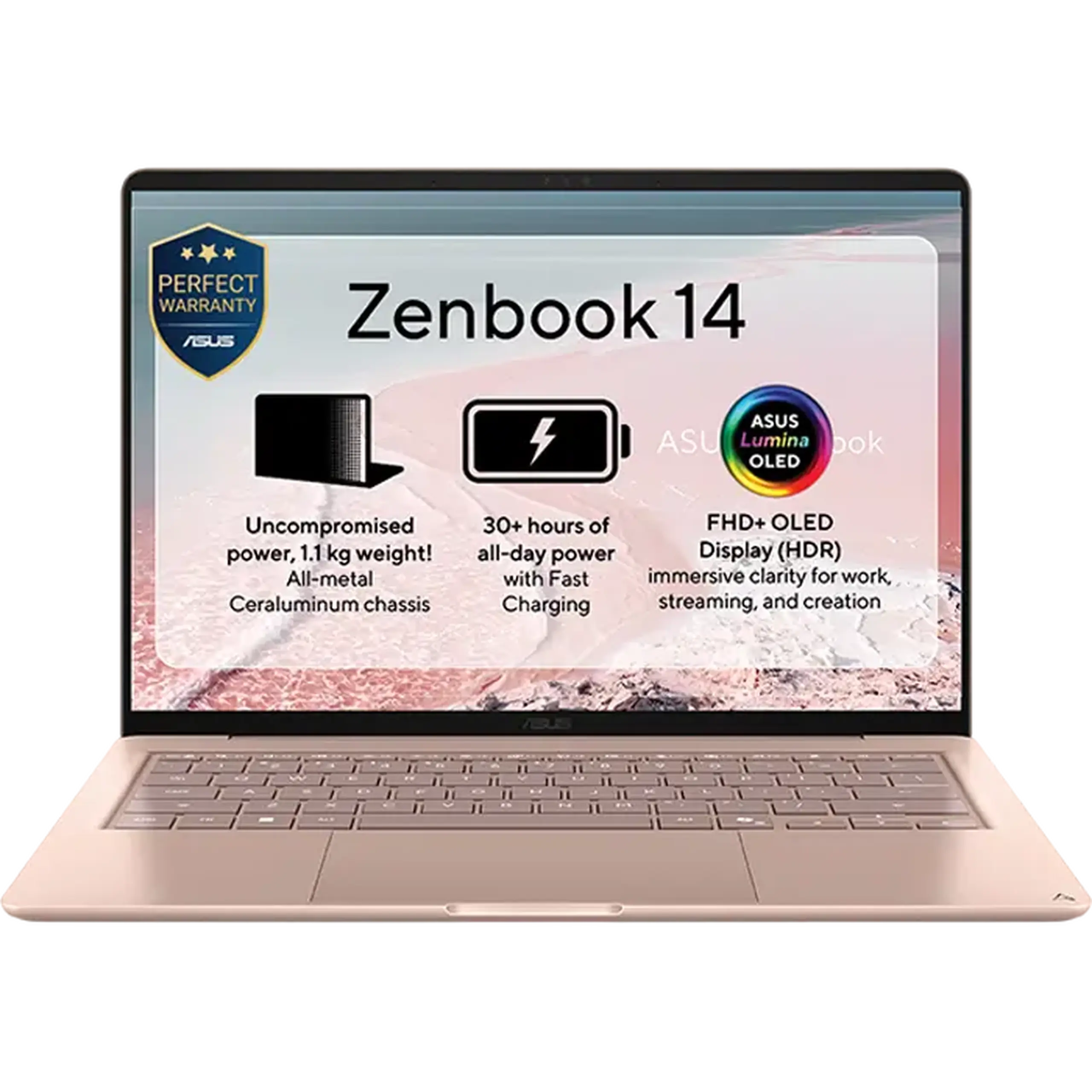 Laptop 14" ASUS Zenbook 14 UX3480KA, Rose Pink, AMD Ryzen AI 5 330, 16GB/512GB, Windows 11 Home