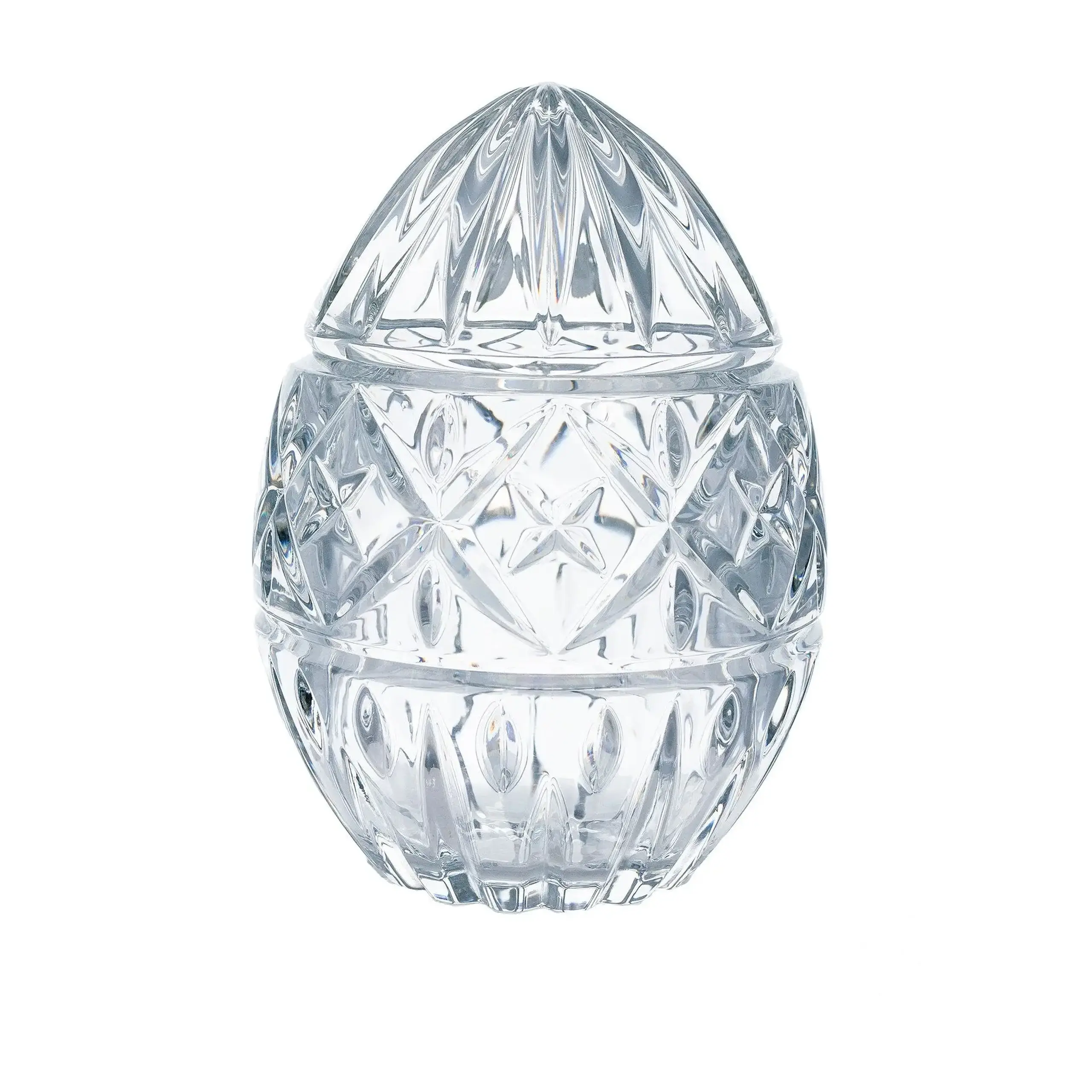 Ou din cristal, bol cu capac, 14x10 cm, Bohemia