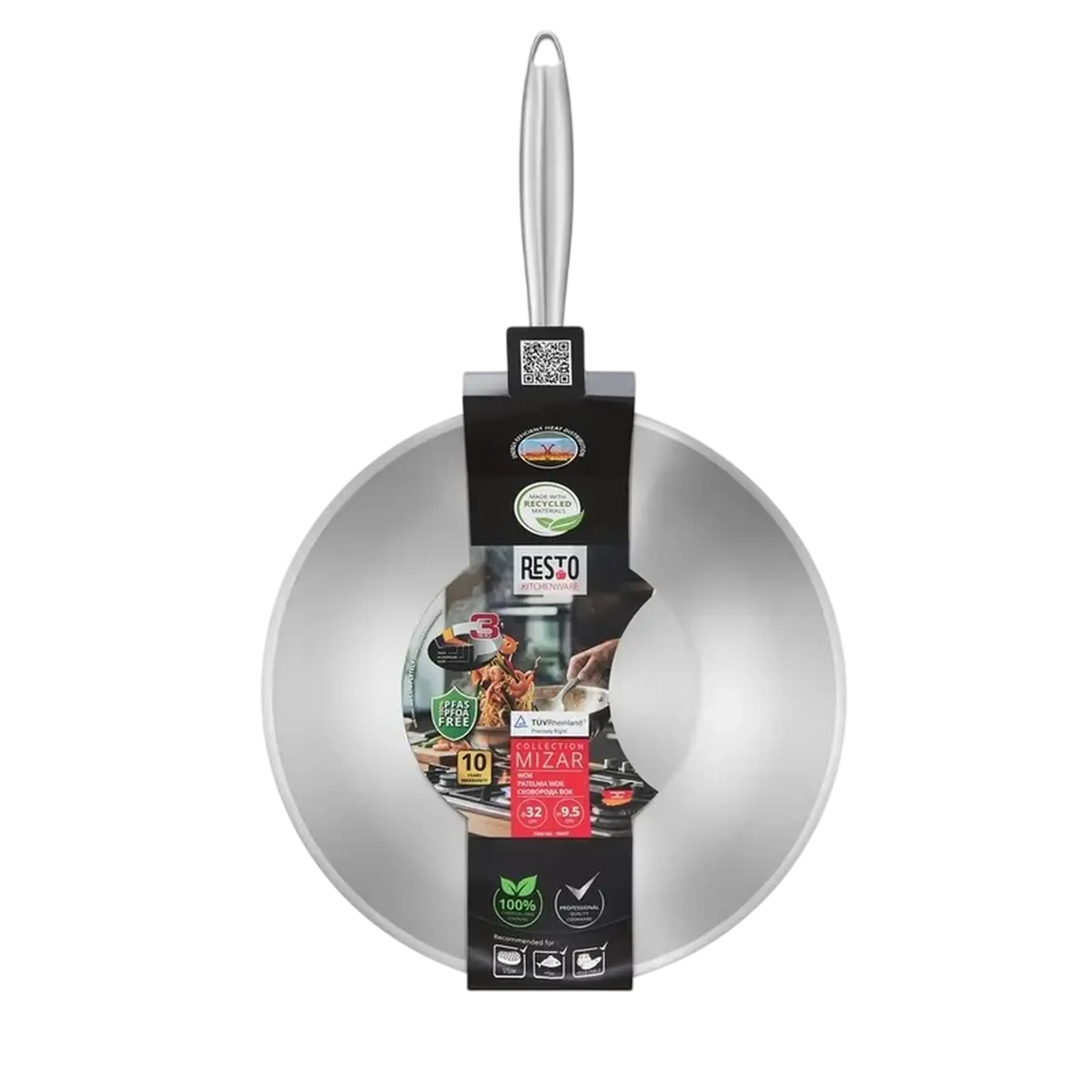 Tigaie WOK RESTO 95037, 32cm, Oțel inoxidabil
