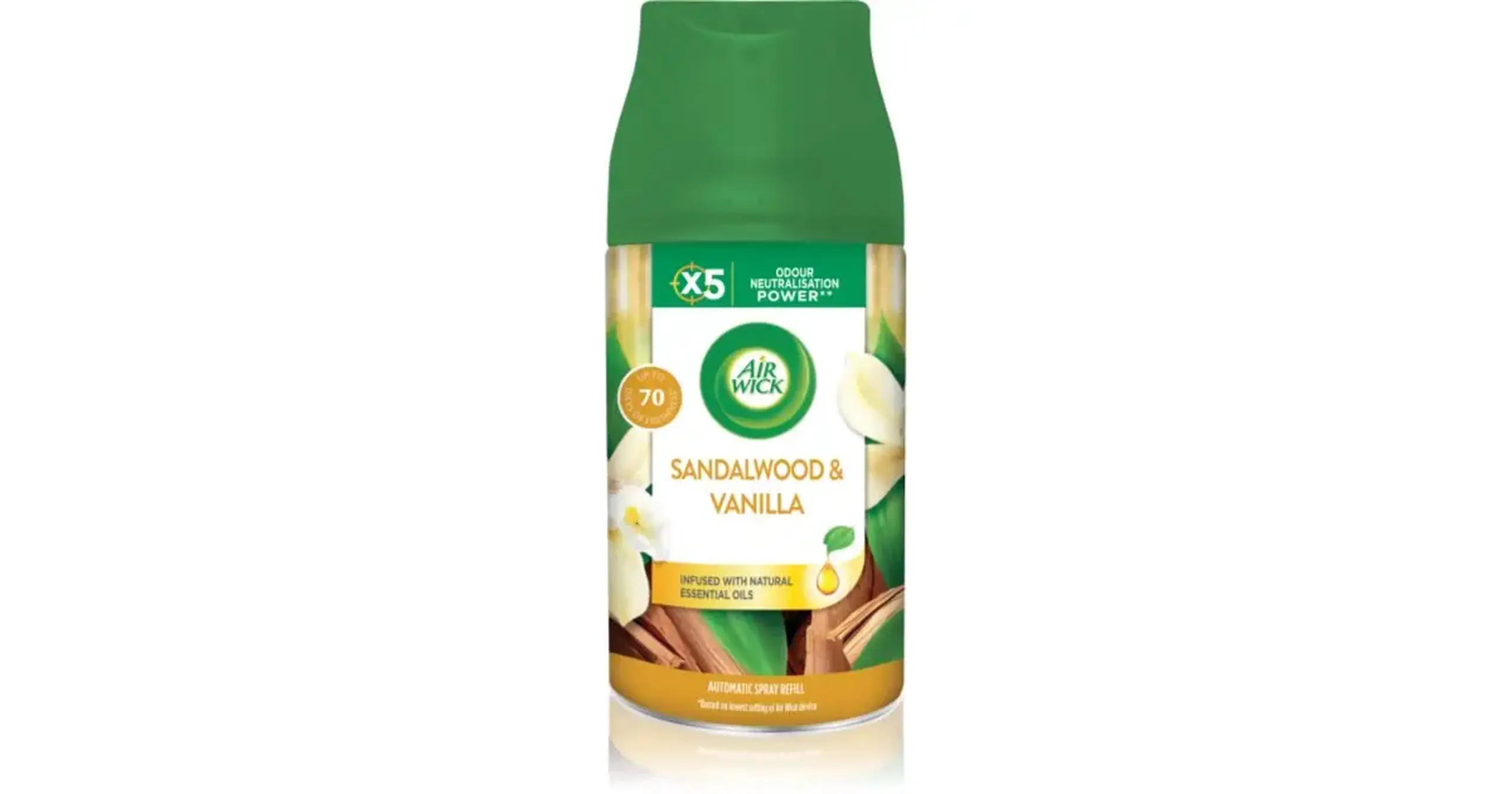 Odorizant camera Air Wick Freshmatic aparat alb + rezerva Sandal Wood + Vanilie 250 ml