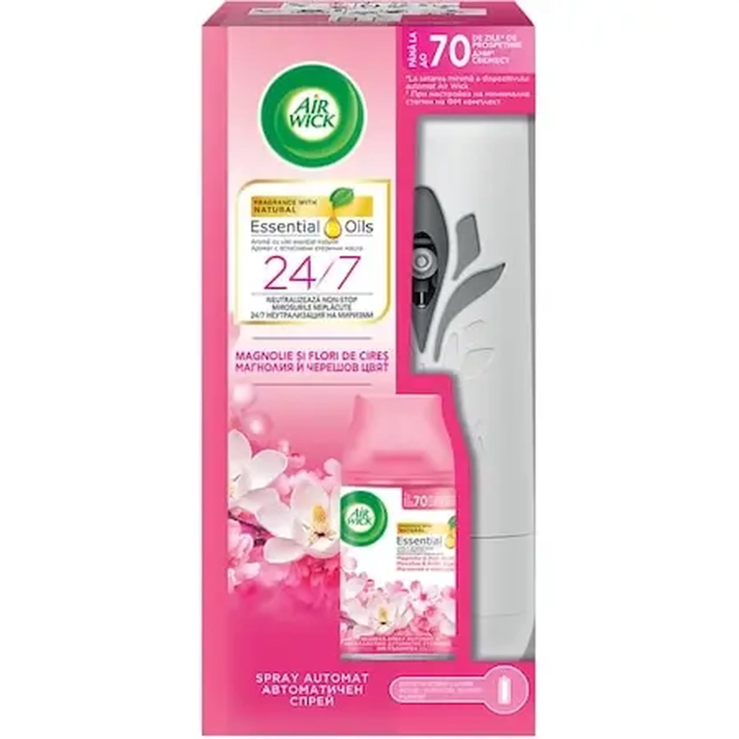 Odorizant camera Air Wick Freshmatic aparat negru + rezerva Magnolia & Cherry 250 ml
