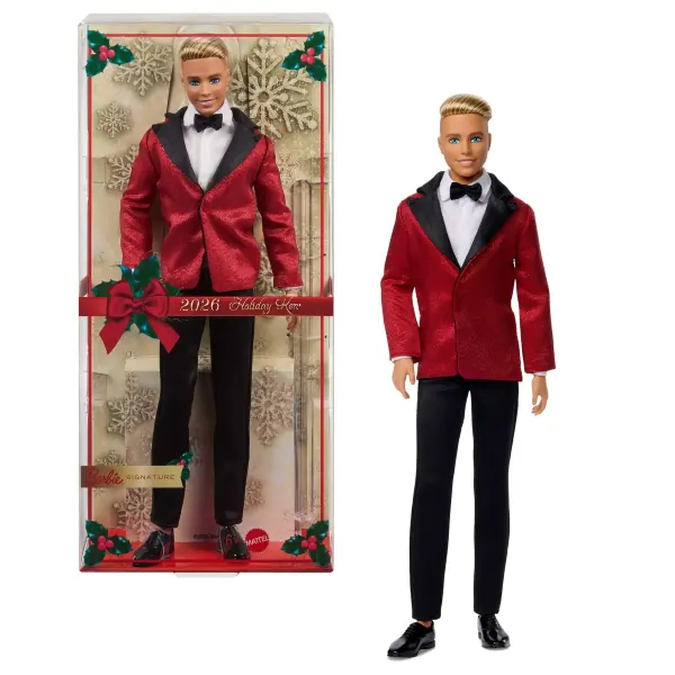 Păpușă de colecție Barbie Signature Holiday „Ken” 2026 cu suport