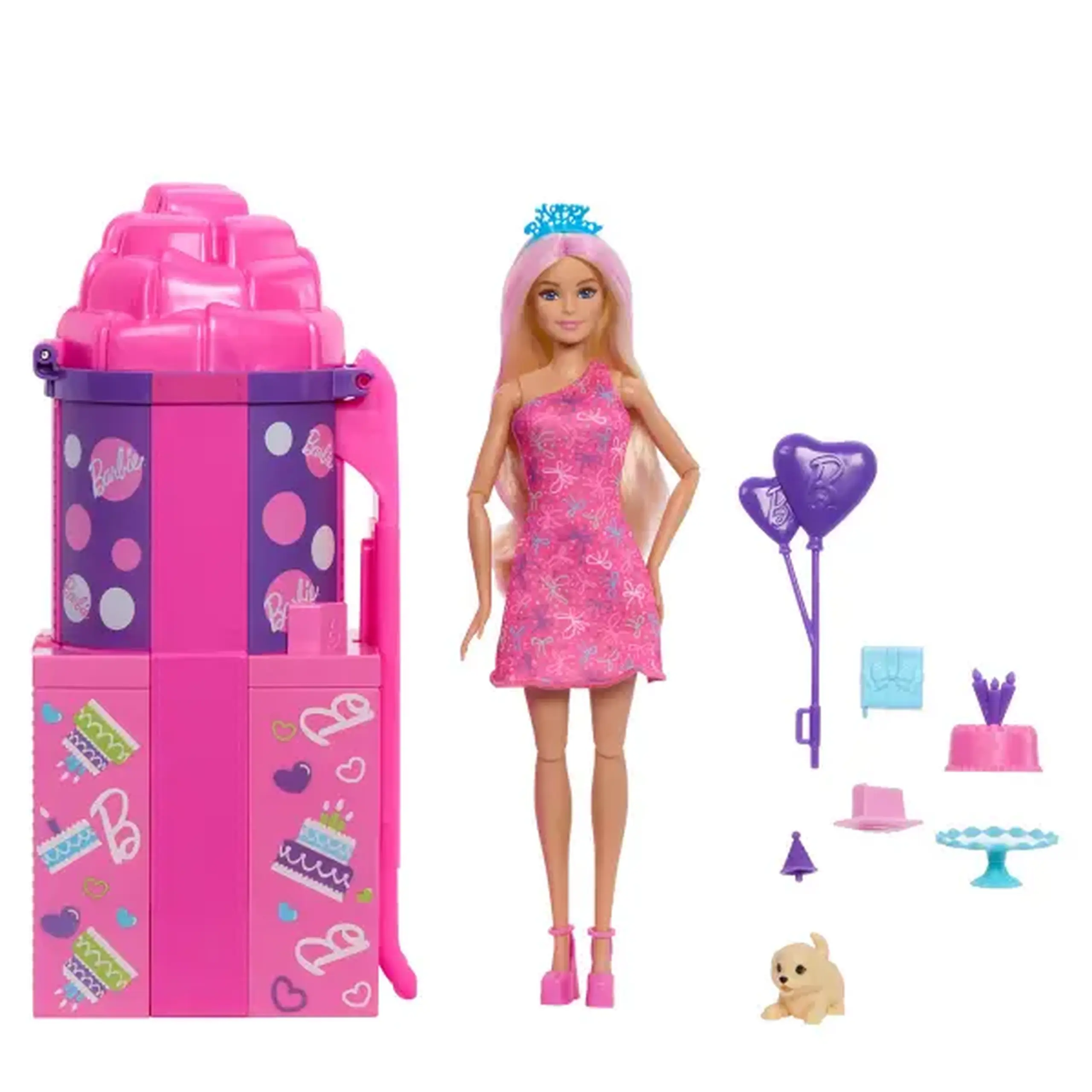 Păpușă Barbie Rise & Surprise „Petrecerea animăluțului” cu 12 surprize