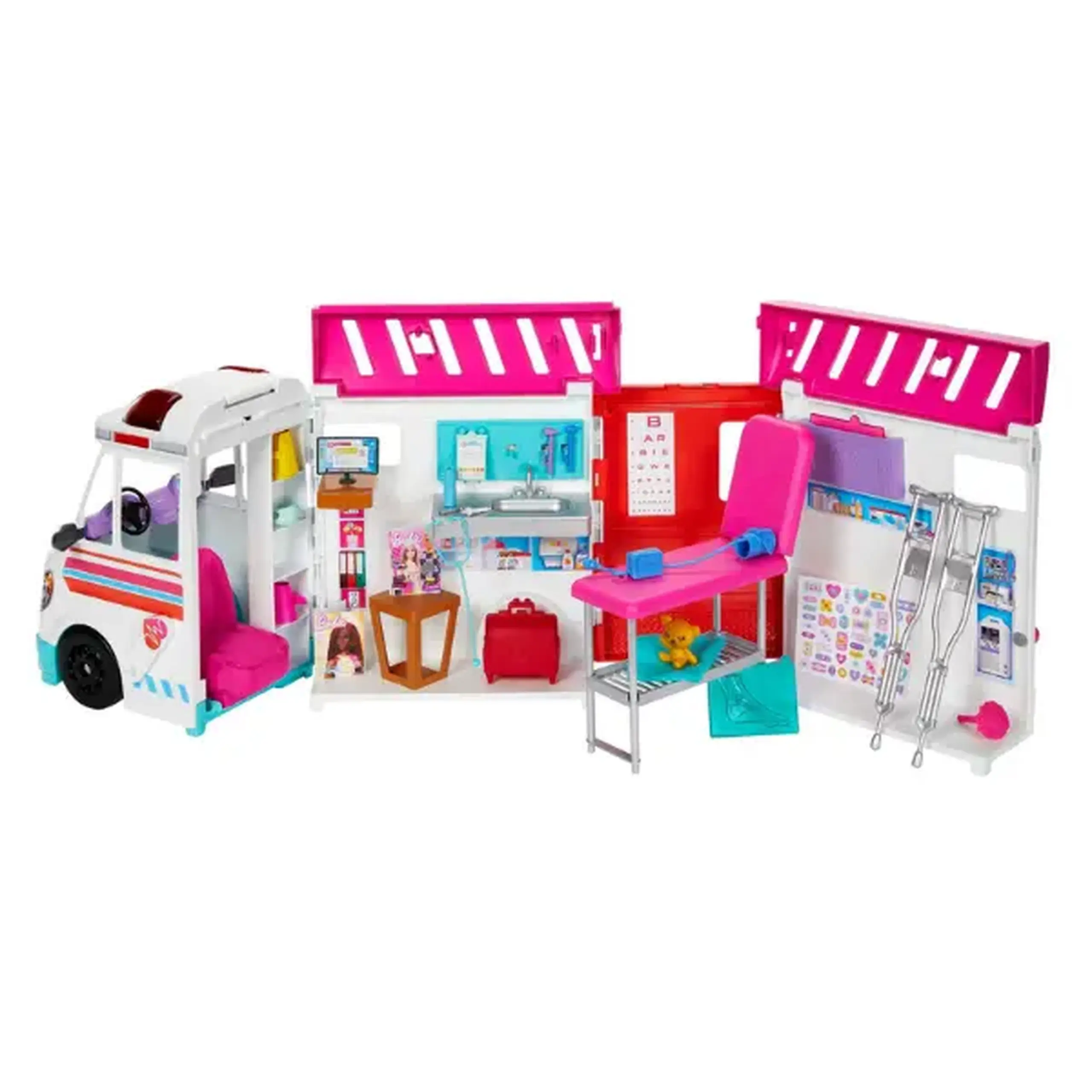 Set de joacă Barbie "Ambulanță și clinică medicală 2 în 1"