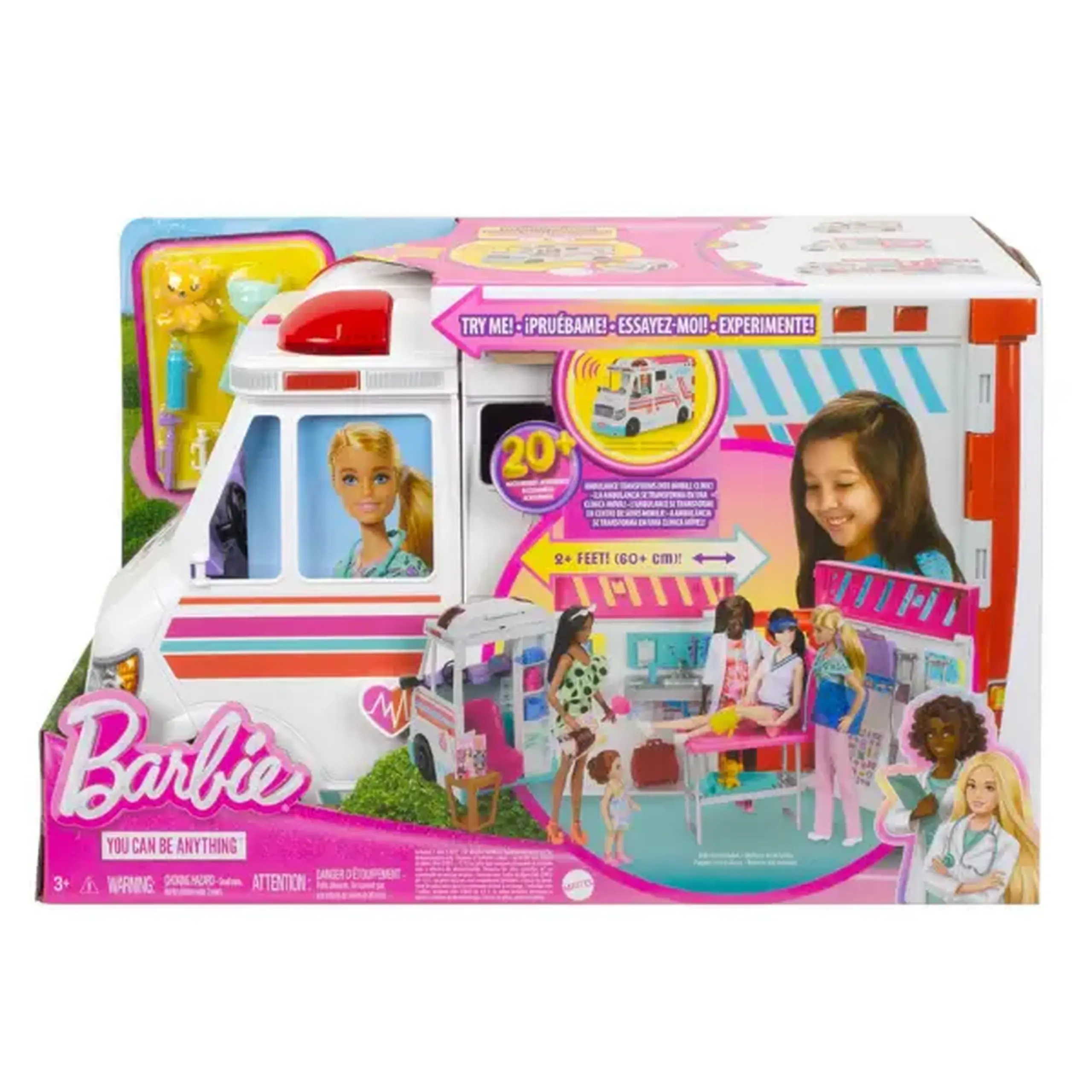 Set de joacă Barbie "Ambulanță și clinică medicală 2 în 1"