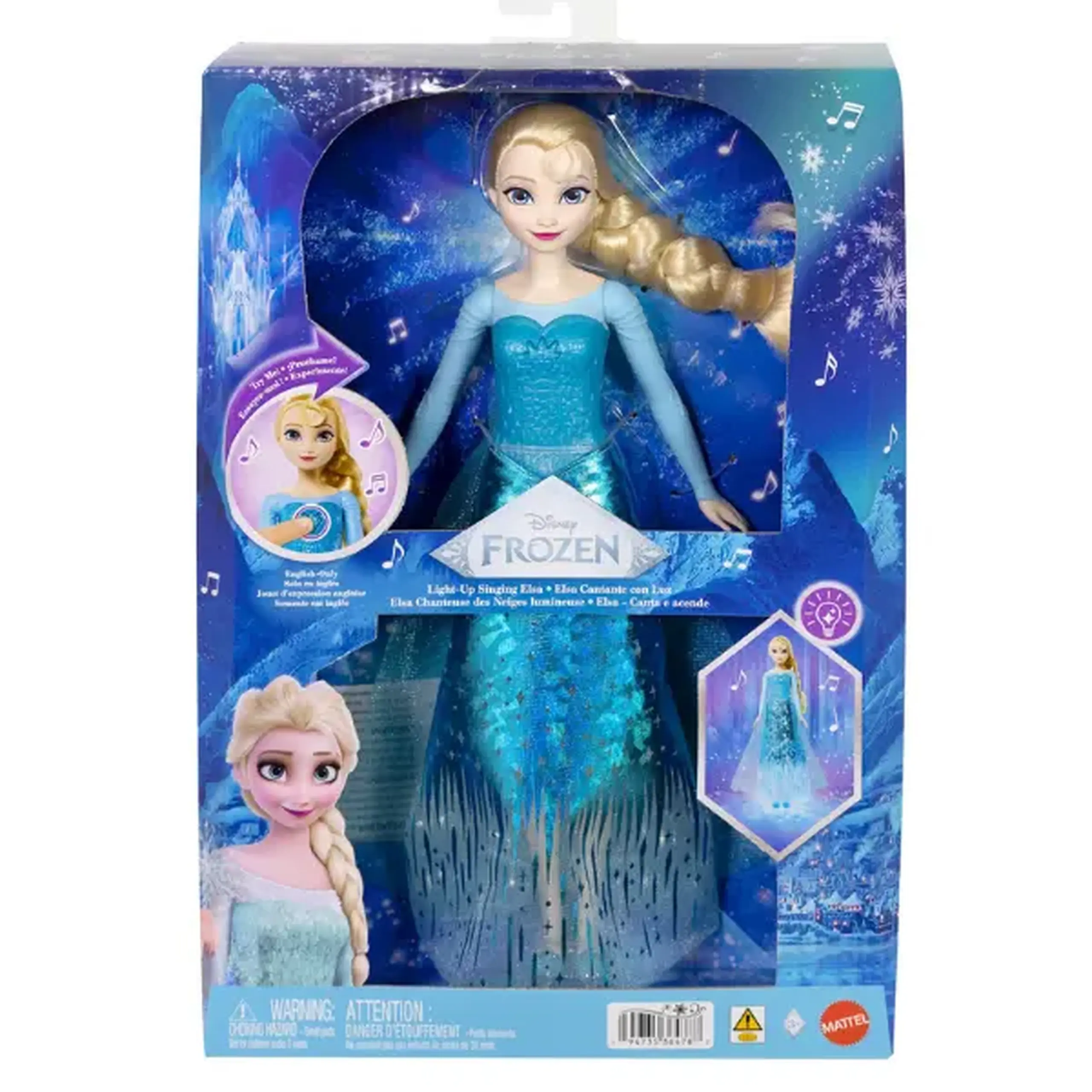 Păpușă muzicală Disney Frozen „Elsa” cu lumini și proiecție
