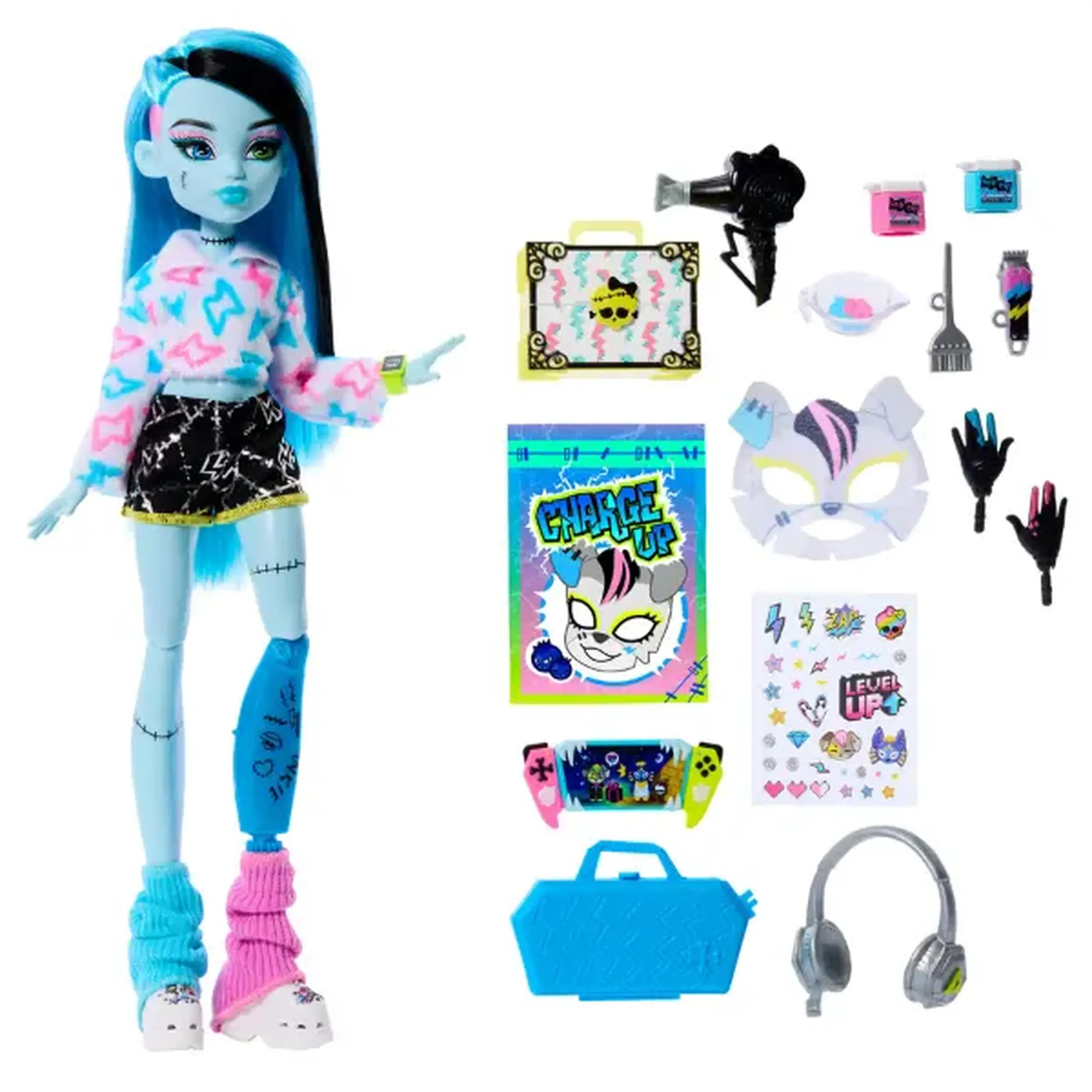Păpușă Monster High Self-Scare Secrets „Frankie Stein” cu 13 accesorii
