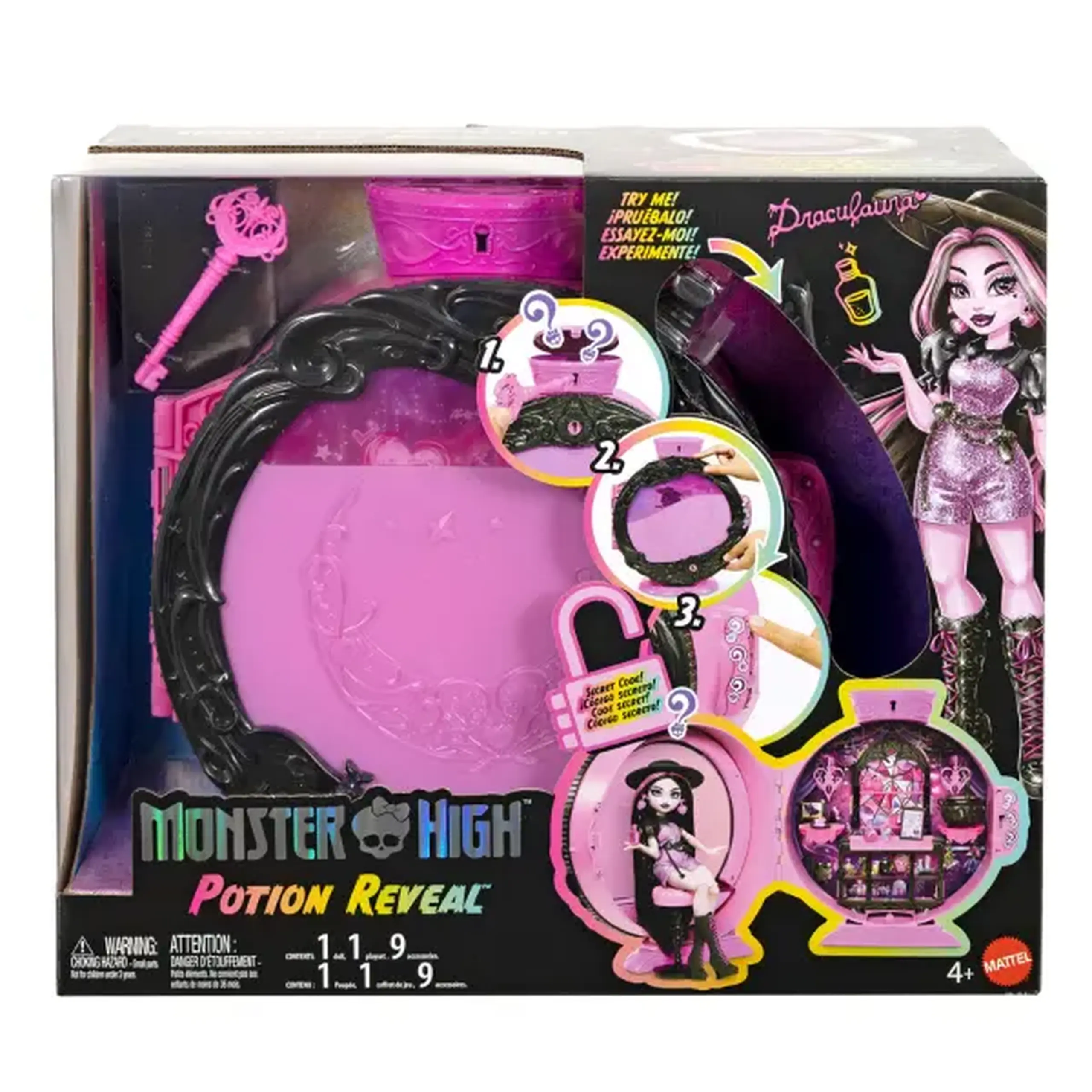 Set de joacă Monster High Potion Reveal „Draculaura” cu păpușă și 9 accesorii