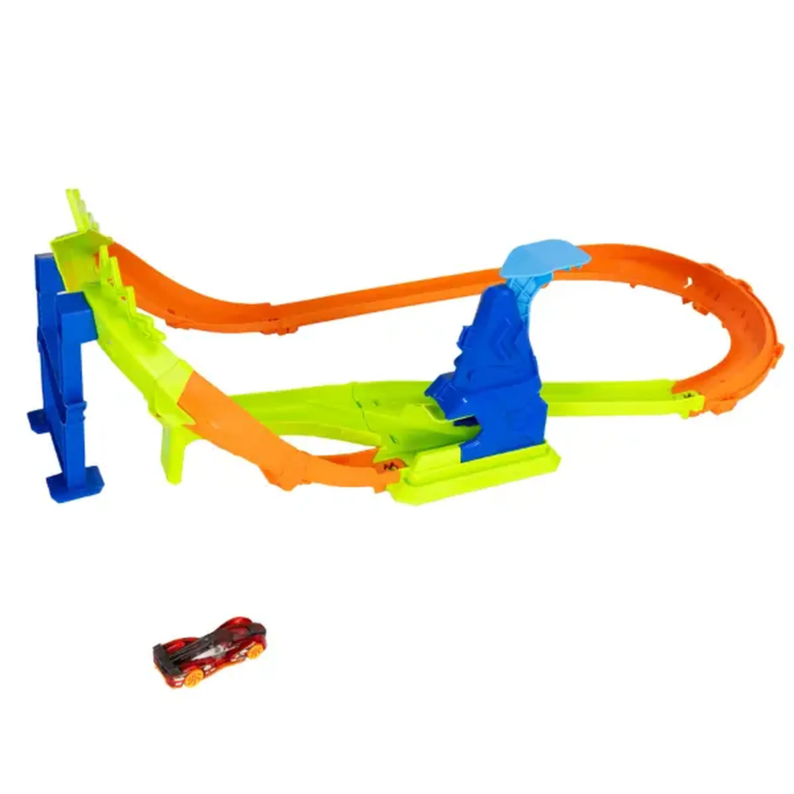Pistă Hot Wheels Stunt Tracks „Campionul săriturilor” cu mașinuță, 1:64
