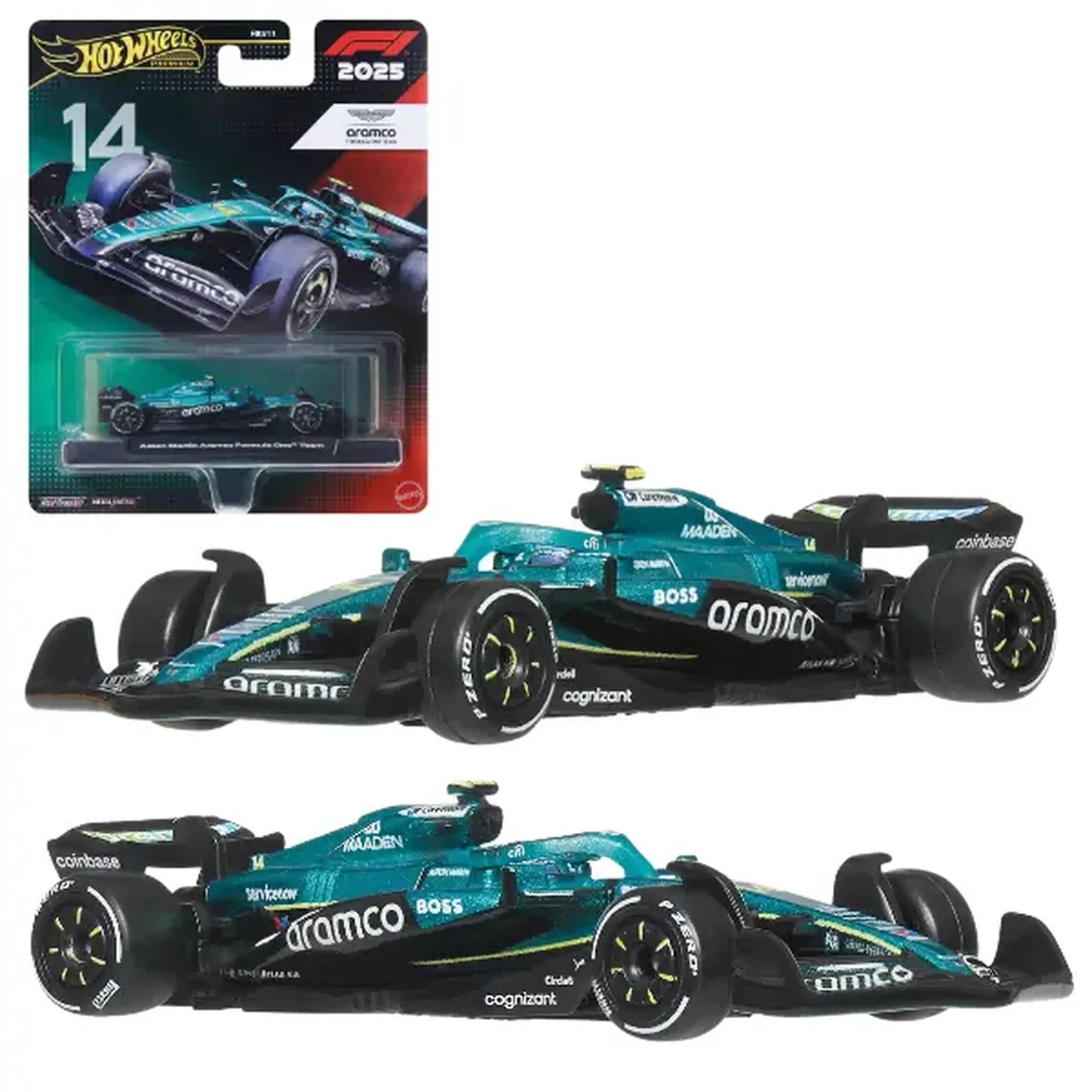 Mașinuță de colecție Formula 1 Aston Martin Aramco nr. 14 Fernando Alonso, 1:64