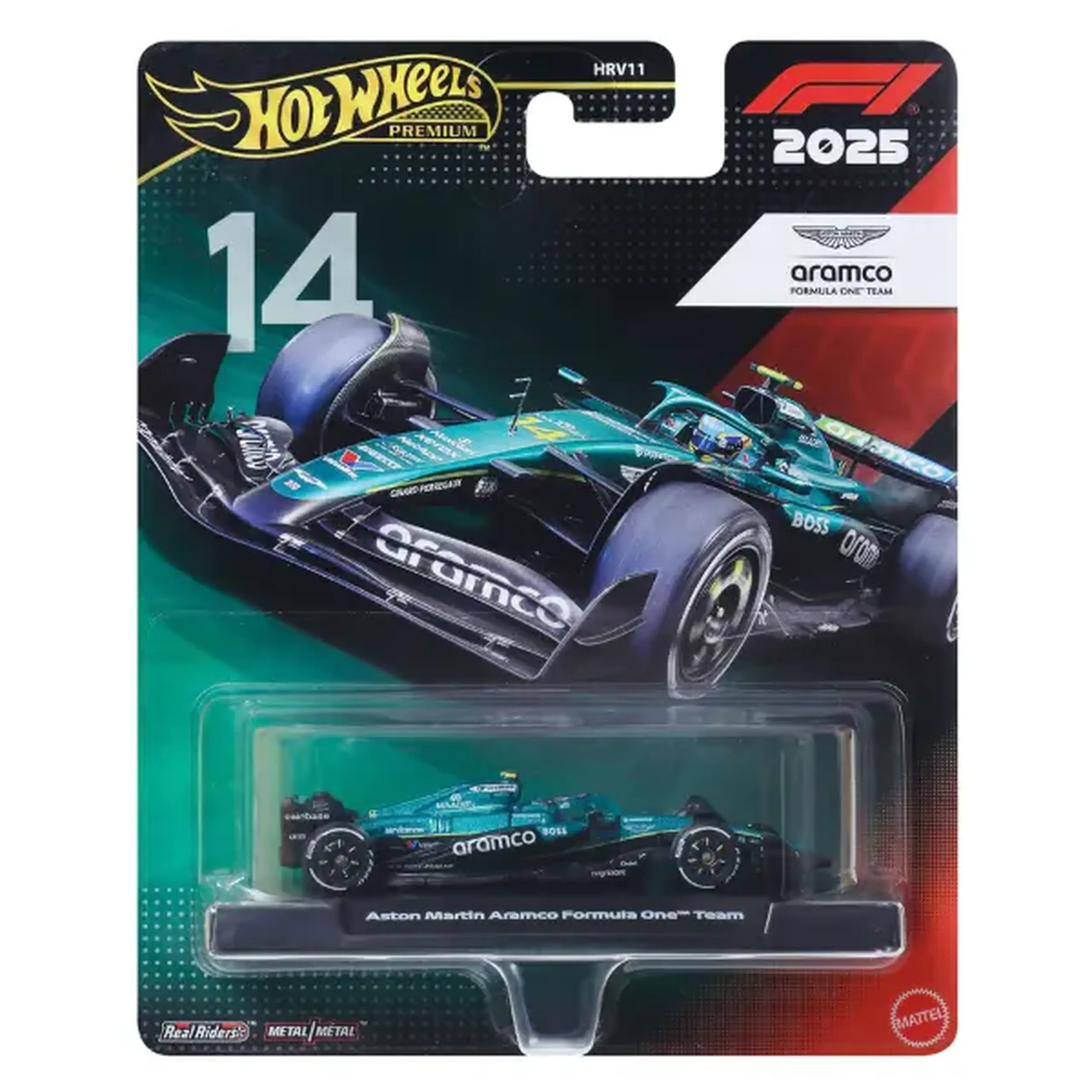 Mașinuță de colecție Formula 1 Aston Martin Aramco nr. 14 Fernando Alonso, 1:64