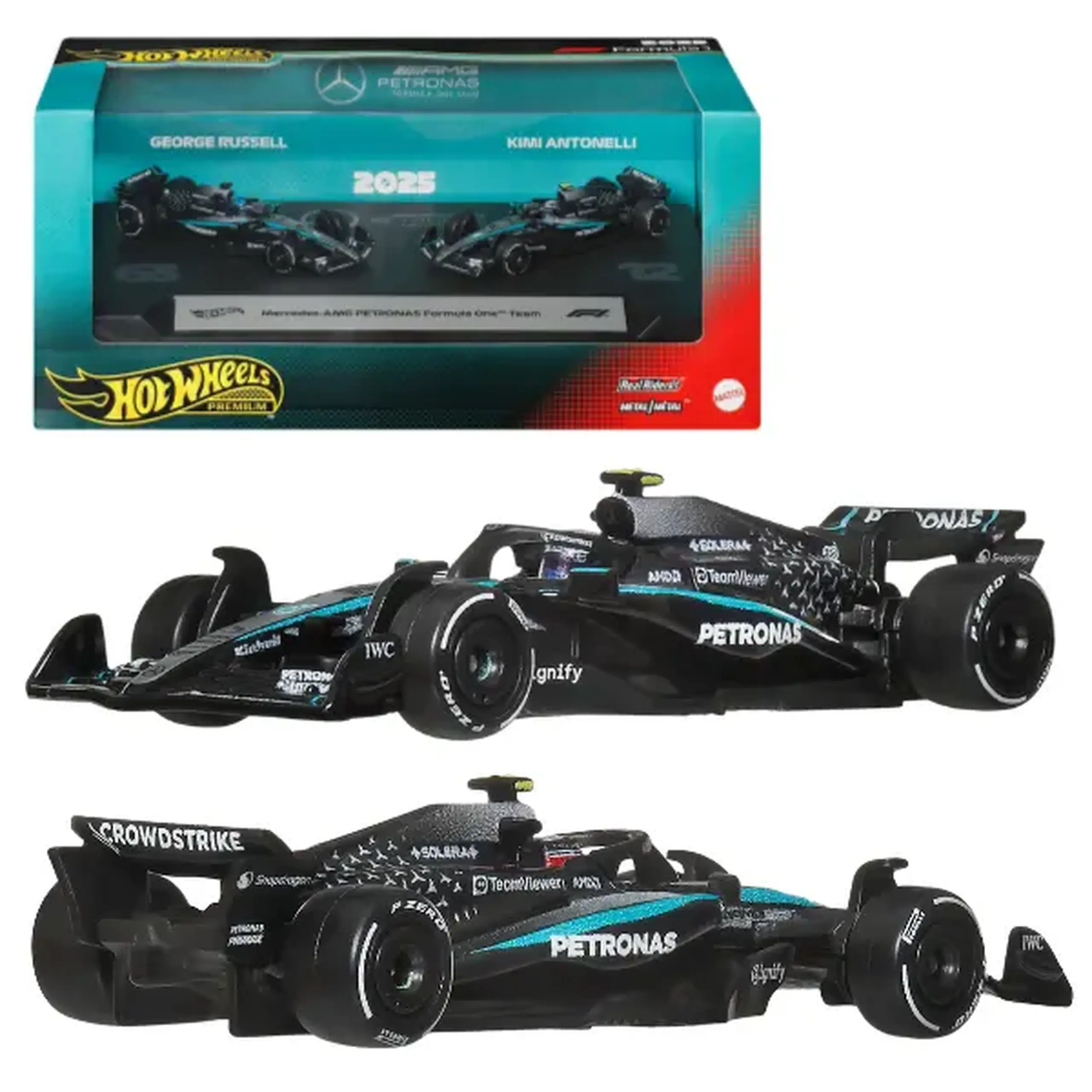 Set mașinuțe de colecție Formula 1 Mercedes-AMG PETRONAS, 2 modele, 1:64