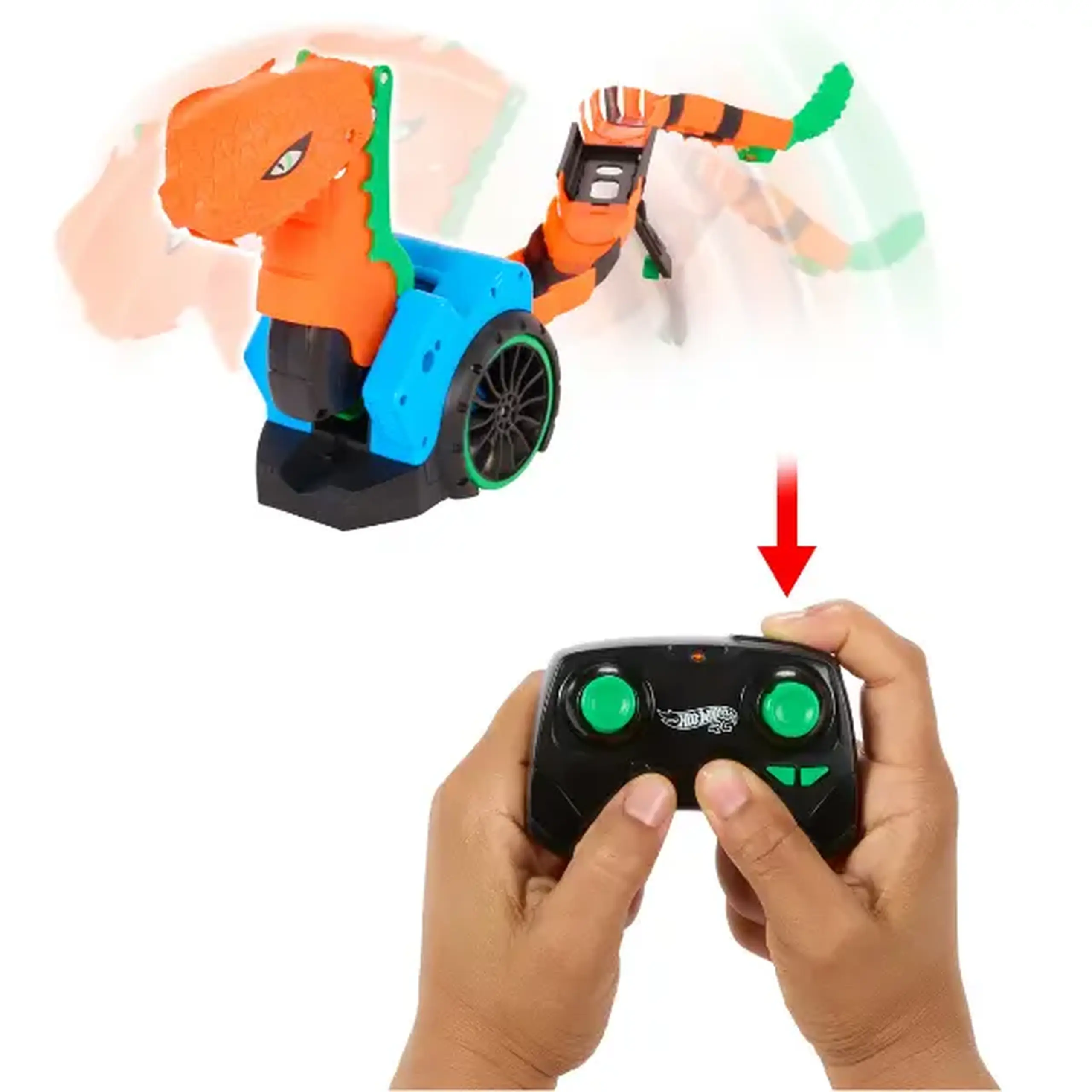 Șarpe cu telecomandă Hot Wheels Let’s Race „Slither ’N Strike” cu mașinuță, 82 cm