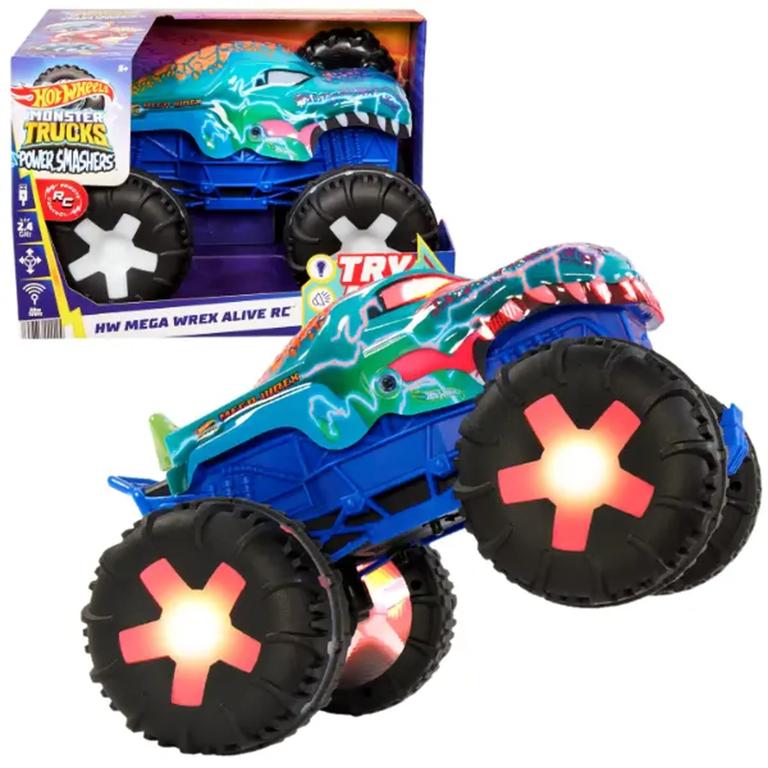 Monster truck cu telecomandă „Mega-Wrex Alive” cu lumini și sunete, 1:15