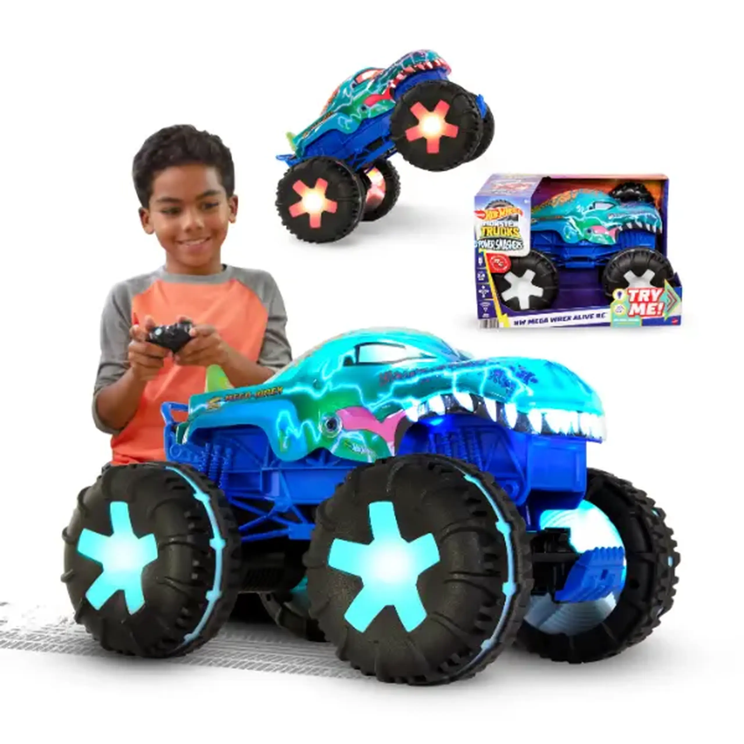 Monster truck cu telecomandă „Mega-Wrex Alive” cu lumini și sunete, 1:15