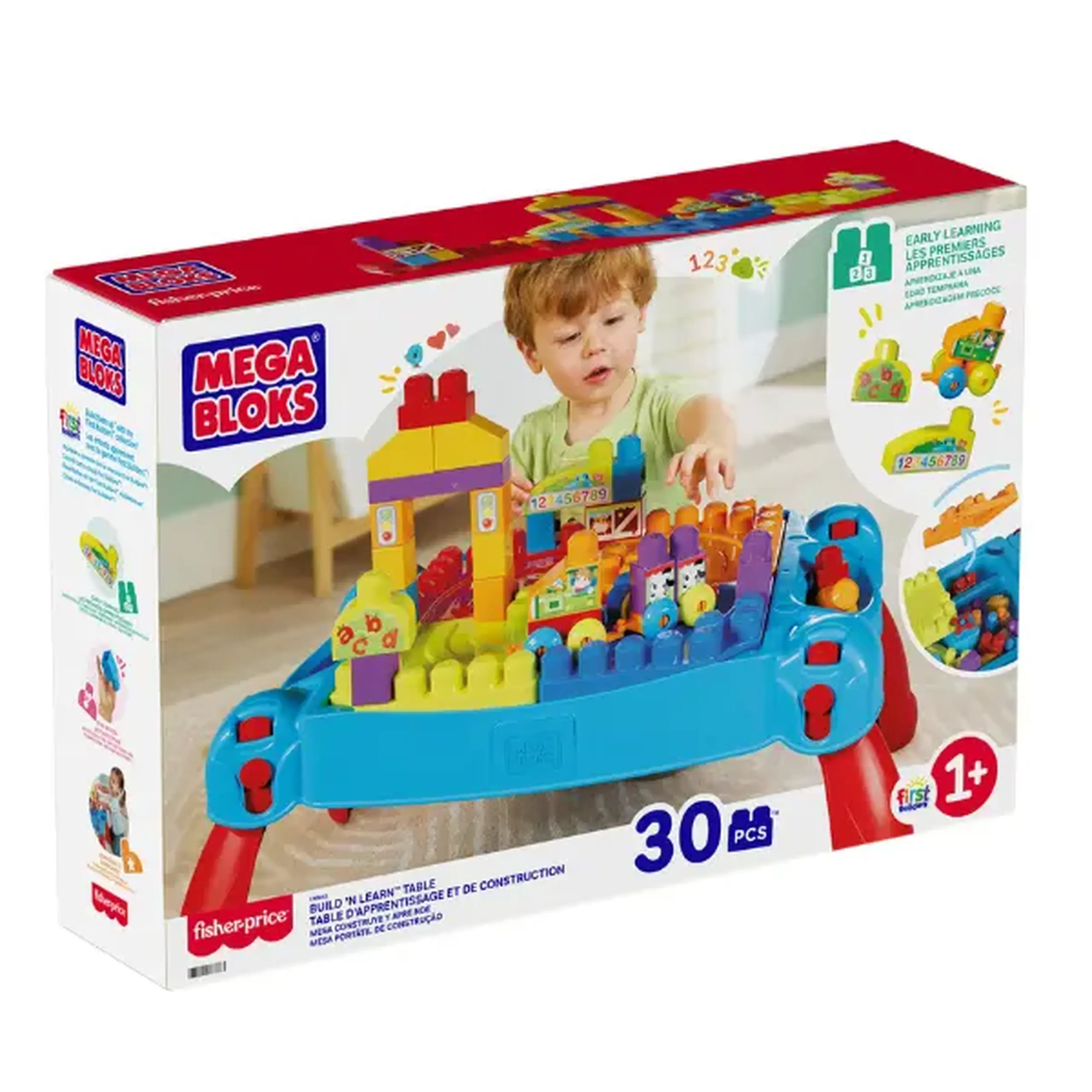 Masă de joacă cu constructor și blocuri mari, 30 piese