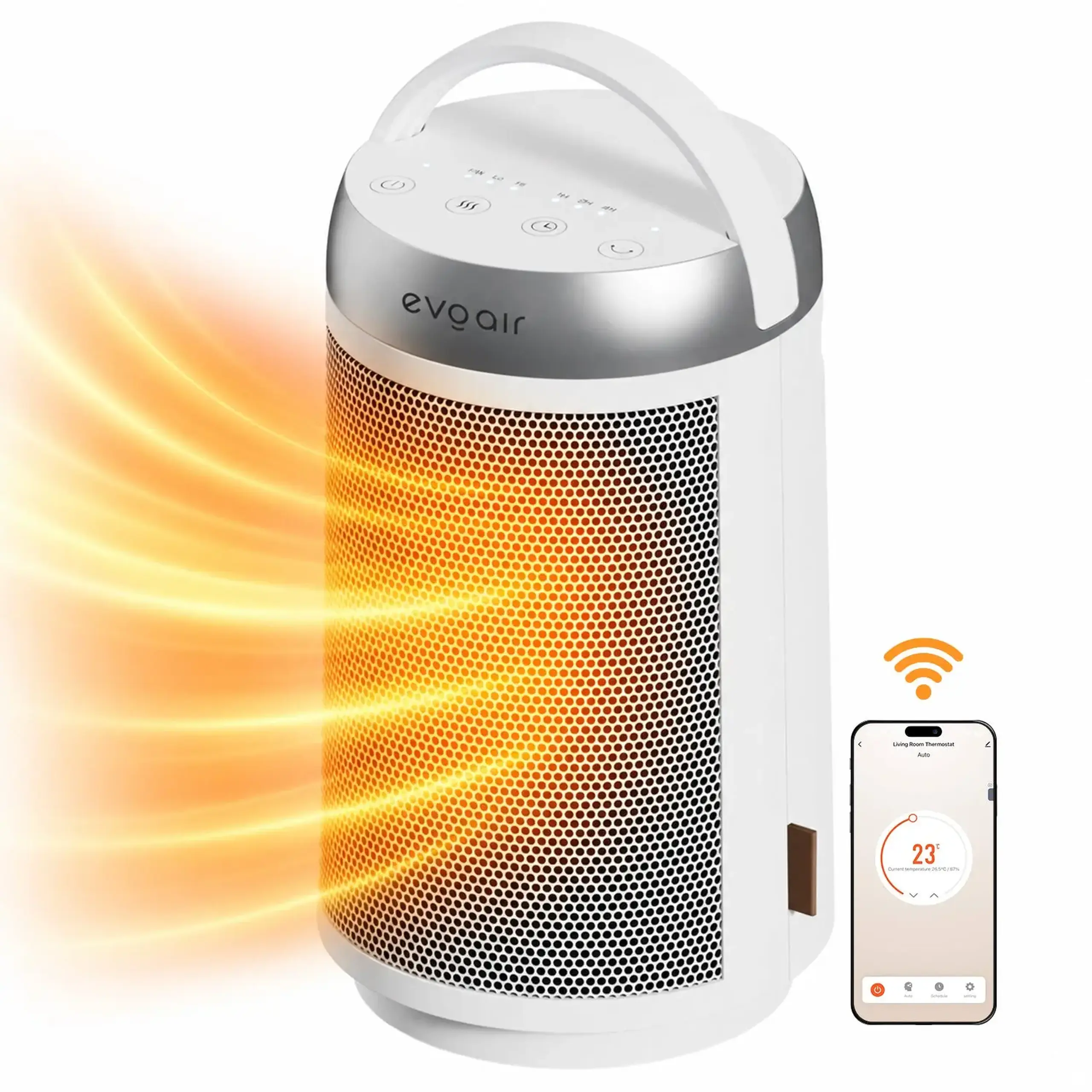 Aeroterma ceramica Evoair Warmix 1500, Wi-Fi, Control Aplicatie SmartLife, Alb