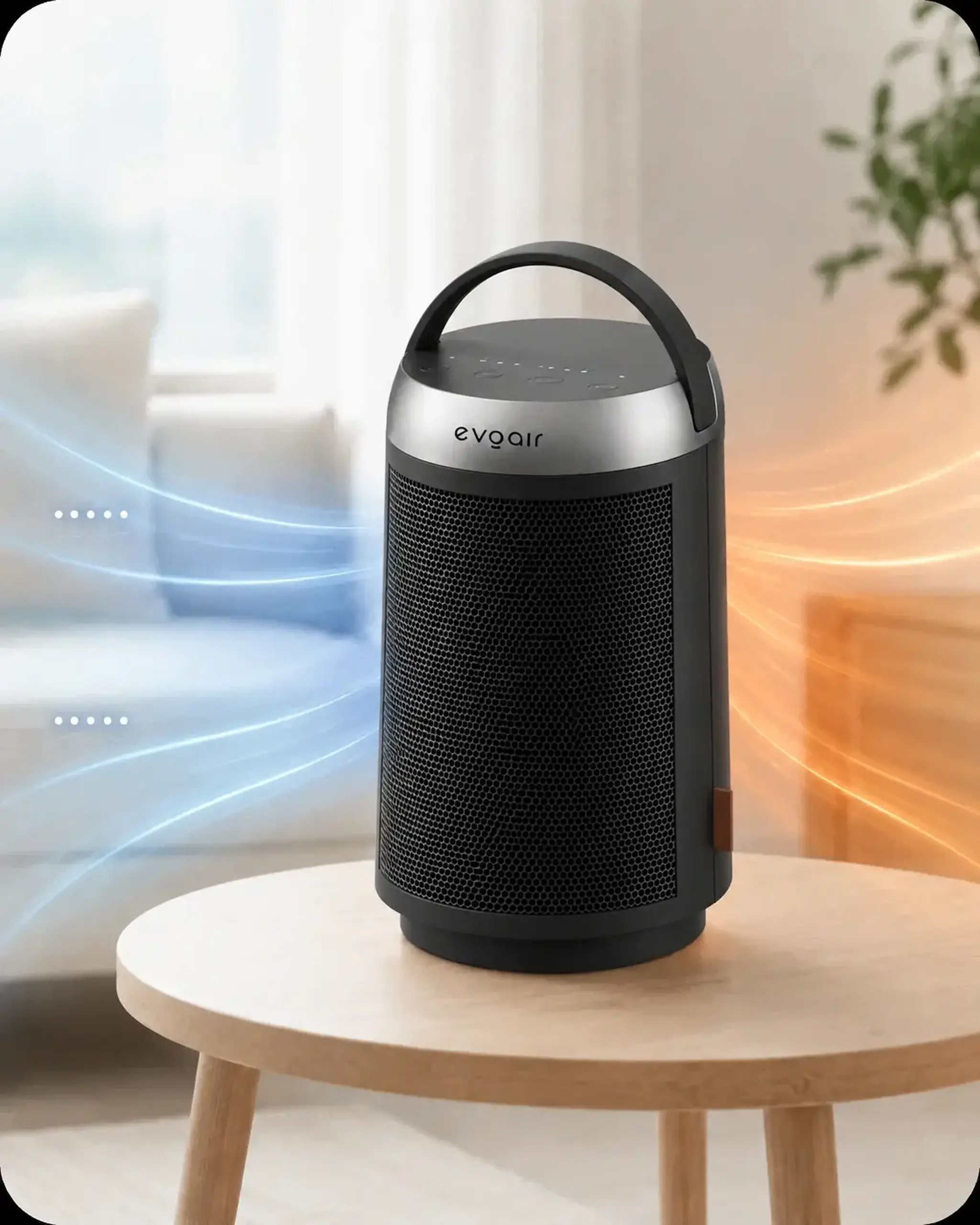 Aeroterma ceramica Evoair Warmix 1500, Wi-Fi, Control Aplicatie SmartLife, Negru