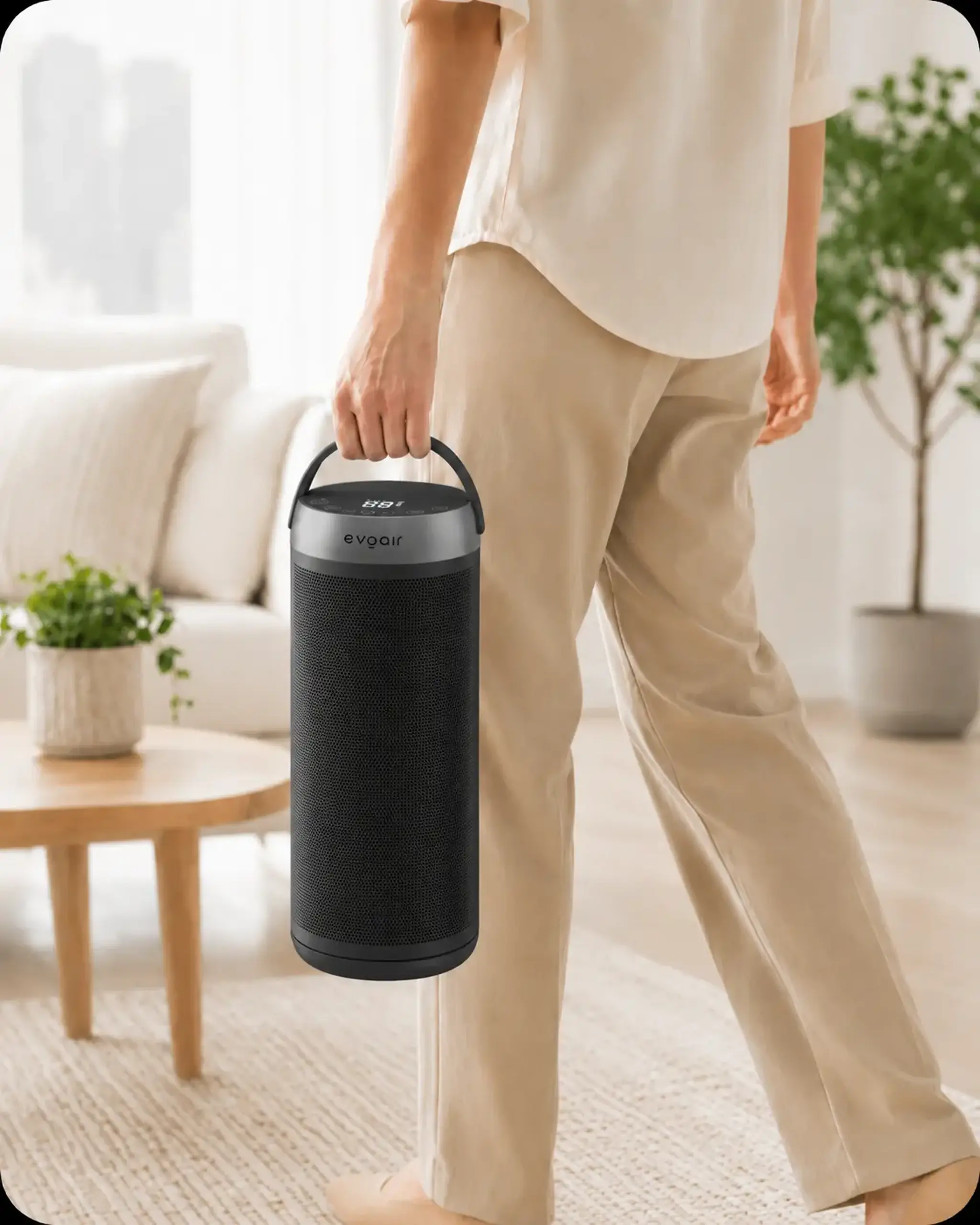 Aeroterma ceramica Evoair Warmix 2000 Smart Black, Wi-Fi, Control Aplicatie SmartLife, Negru