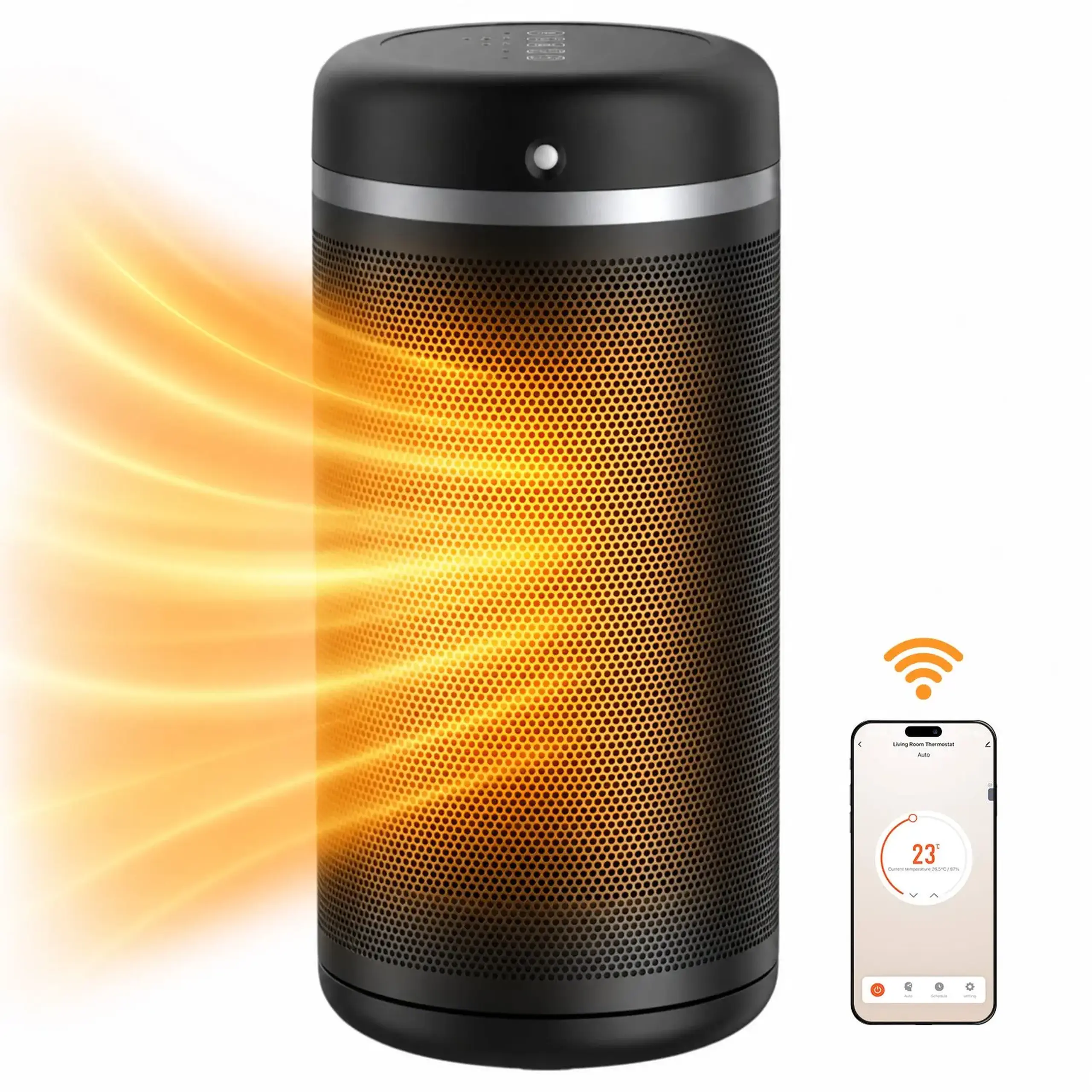 Aeroterma ceramica Evoair Warmix 2200 Smart Black, Wi-Fi, Control Aplicatie SmartLife, Negru