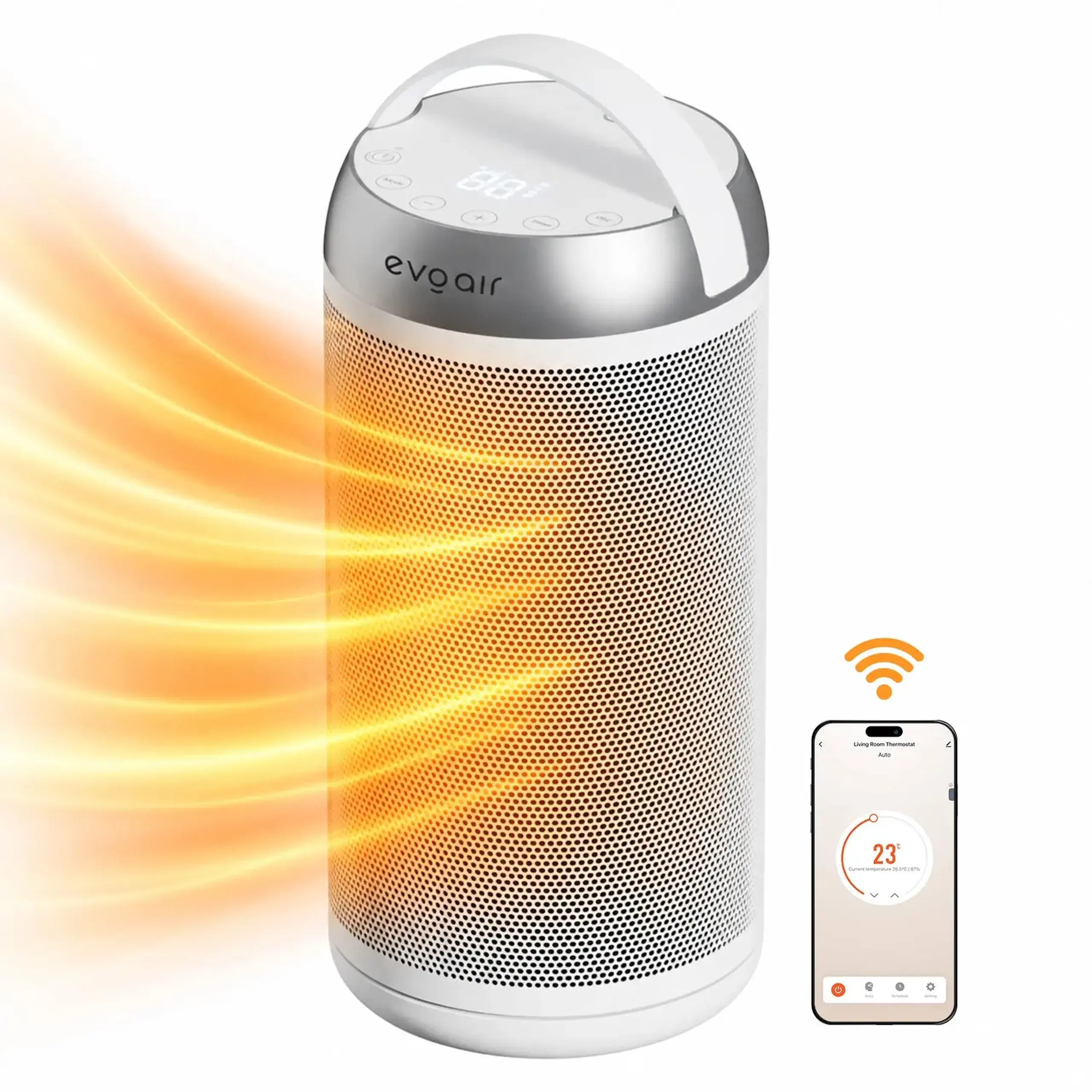 Aeroterma ceramica Evoair Warmix 2000 Smart White, Wi-Fi, Control Aplicatie SmartLife,Alb