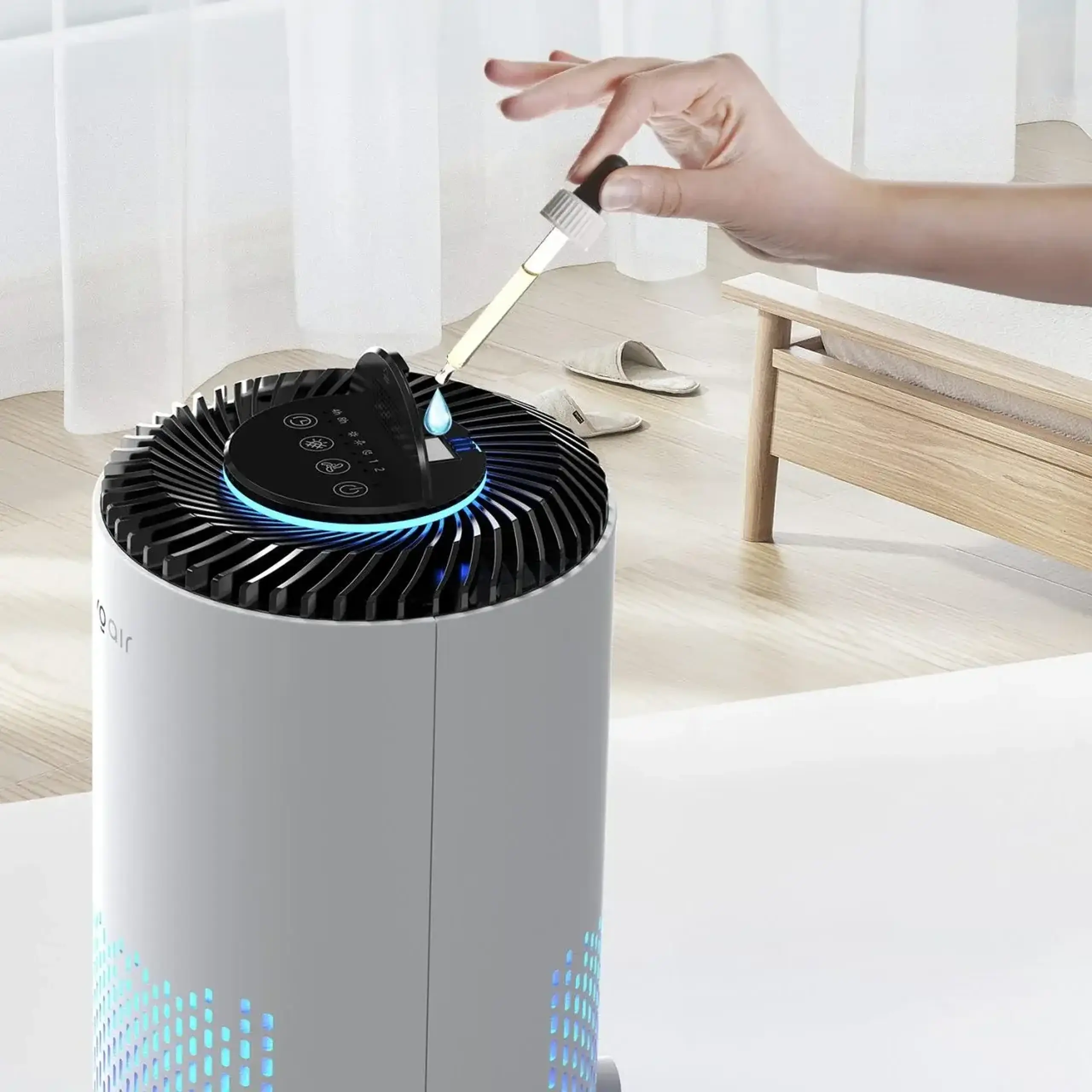 Purificator de aer Evoair Zuno, Filtru 3 in 1 True HEPA, Carbon Activ, Lampă UV, 3 viteze, Alb