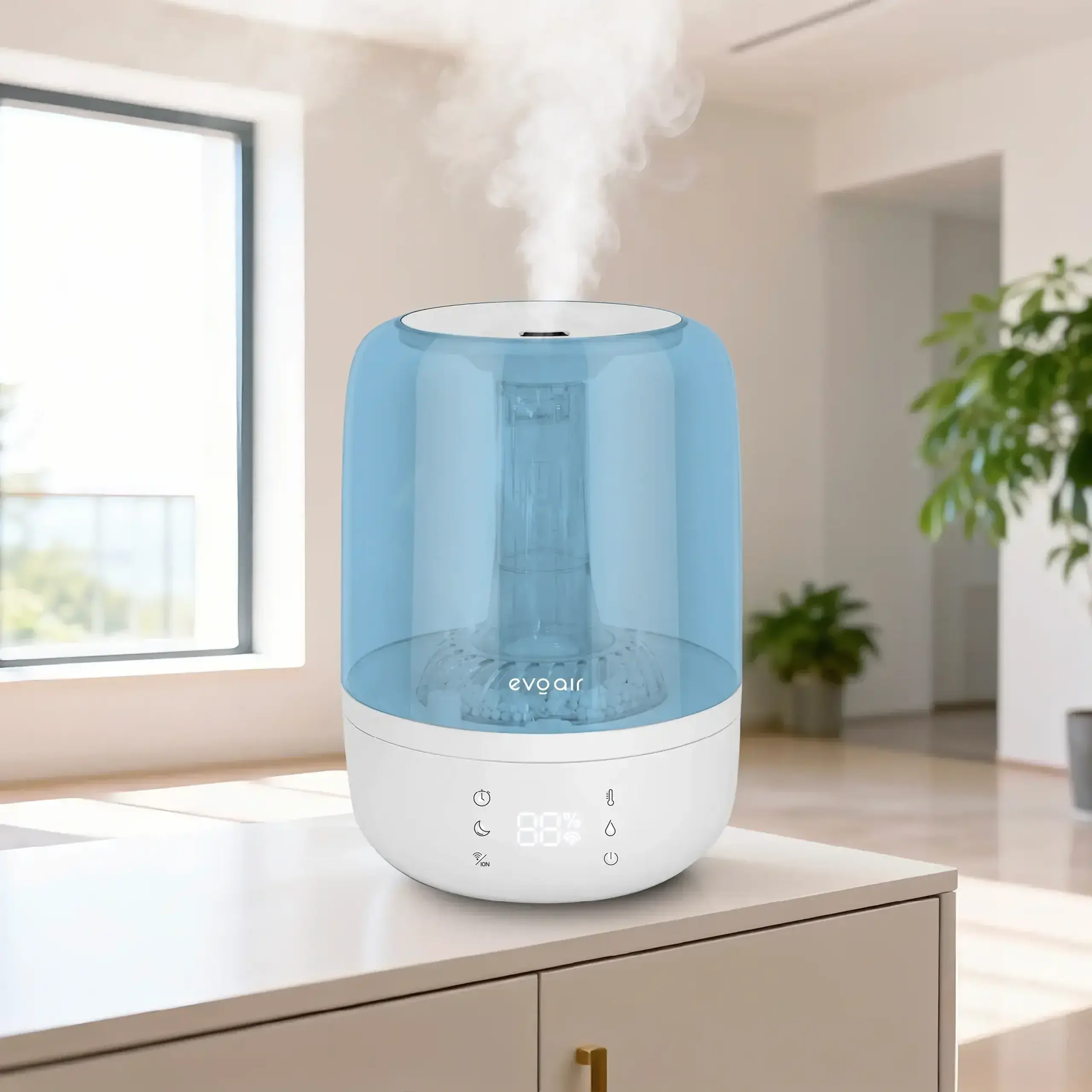 Umidificator Evoair LUNO BLUE, Smart, Wifi, Rezervor 2.5L, Capacitate de umidificare 150 ml/h
