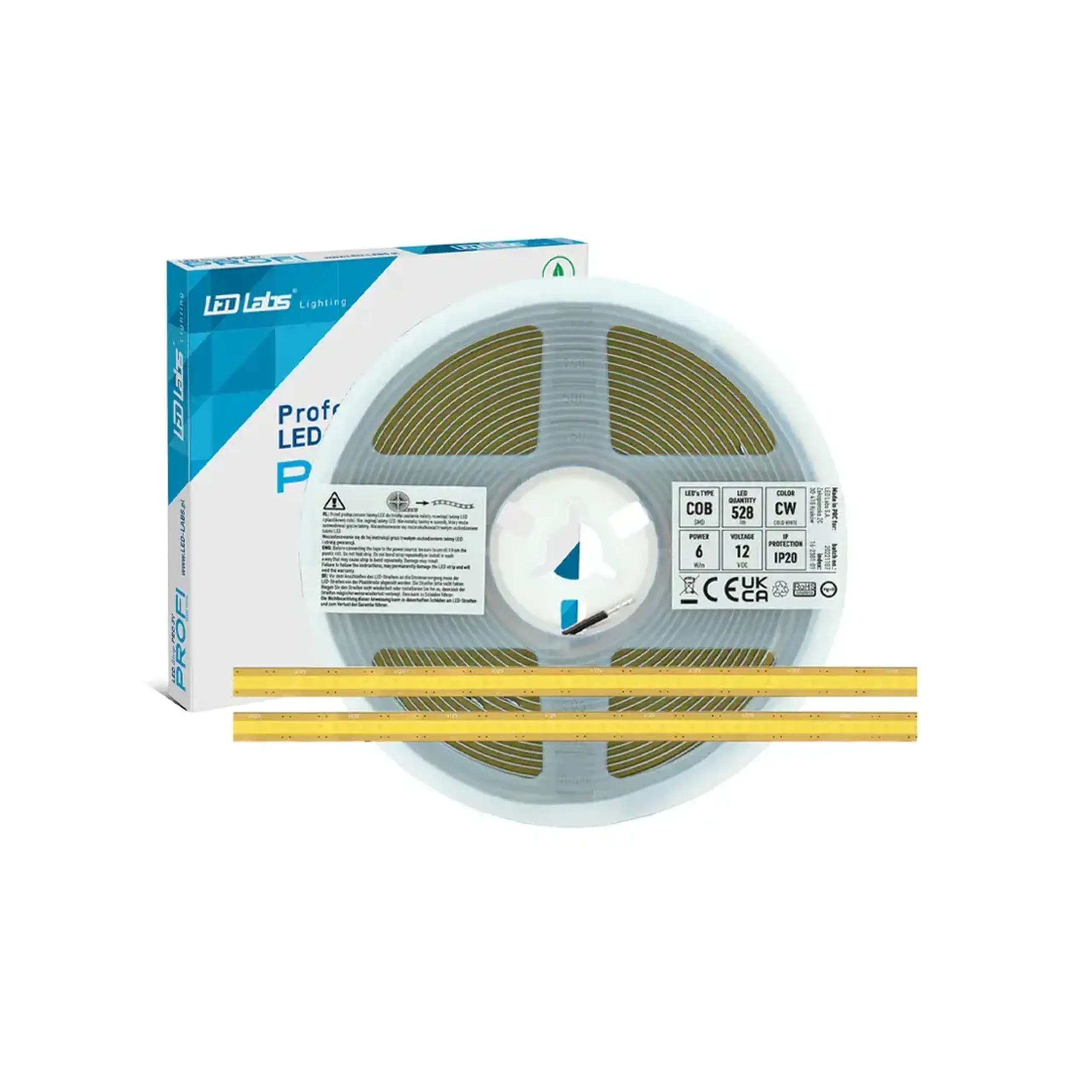 Bandă LED PROFI 30 W 12 V 5 m 6500 K 2000 lm COB IP20 LED Labs