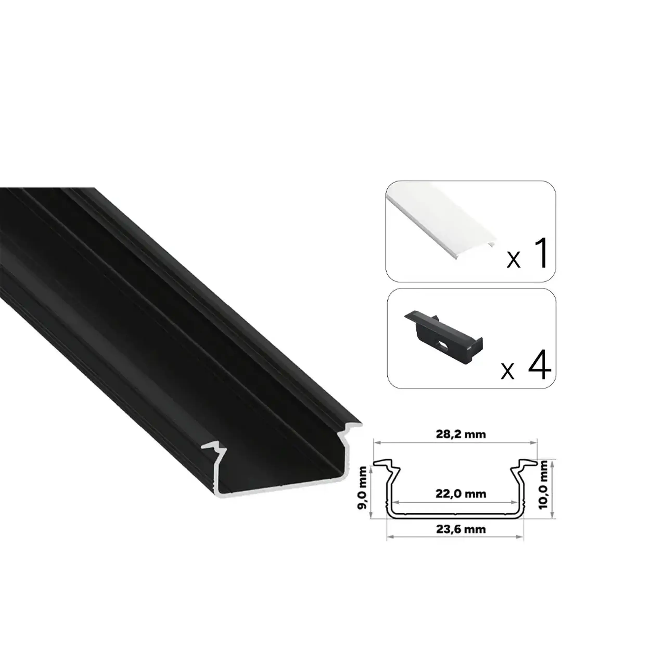 Profil din aluminiu cu dispersor TEKKNI TVED 2020 x 28.2 x 10 mm Lumines