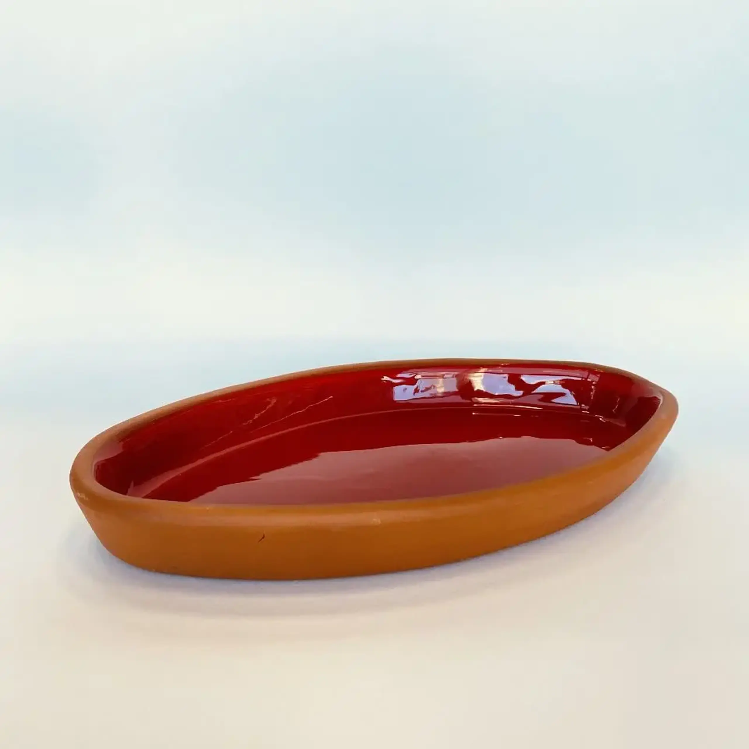 Tavă din lut pentru copt în rolă, 29x16 cm, Roșie