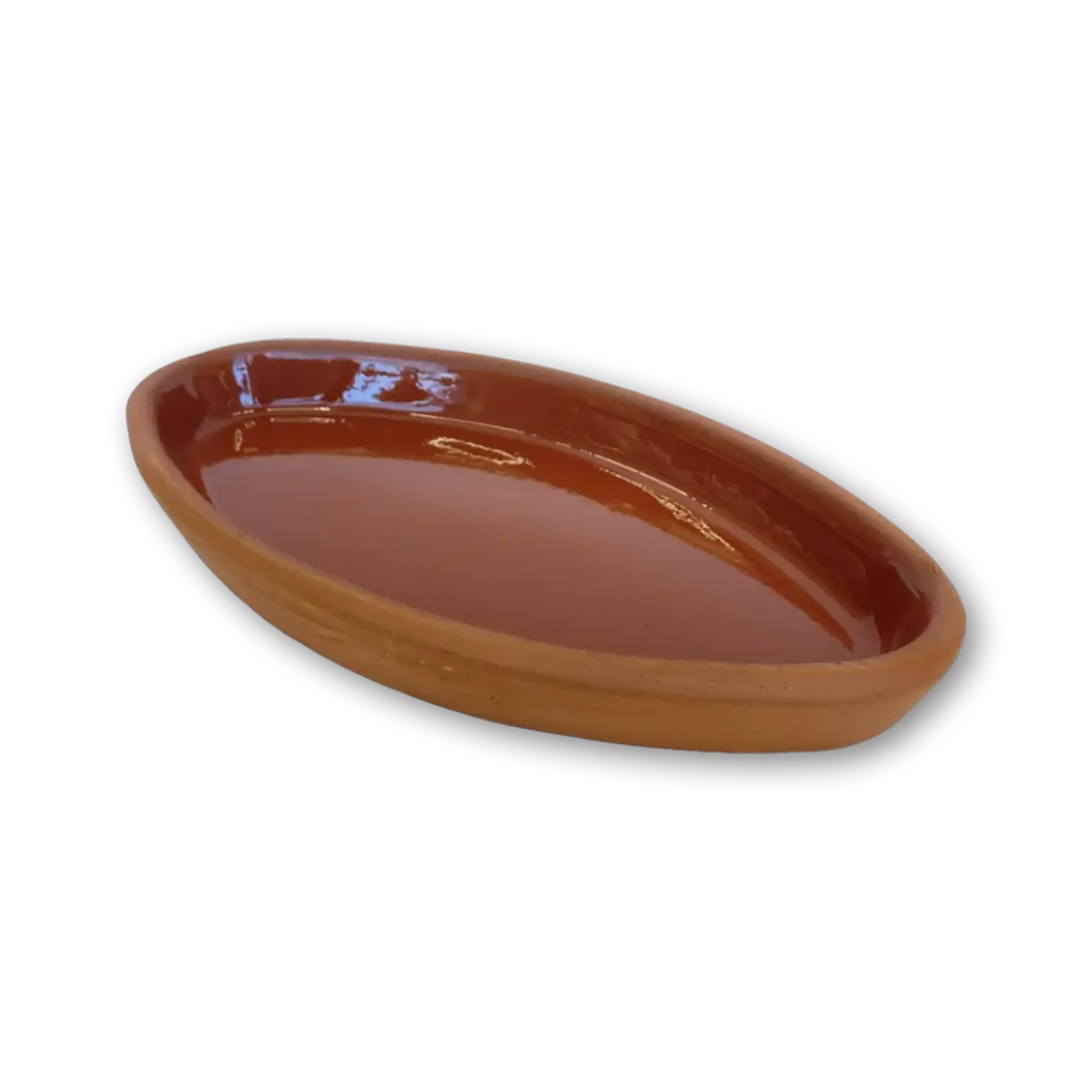 Tavă ovală din argilă glazurată pentru copt Arbey, 29x16 cm, Maro