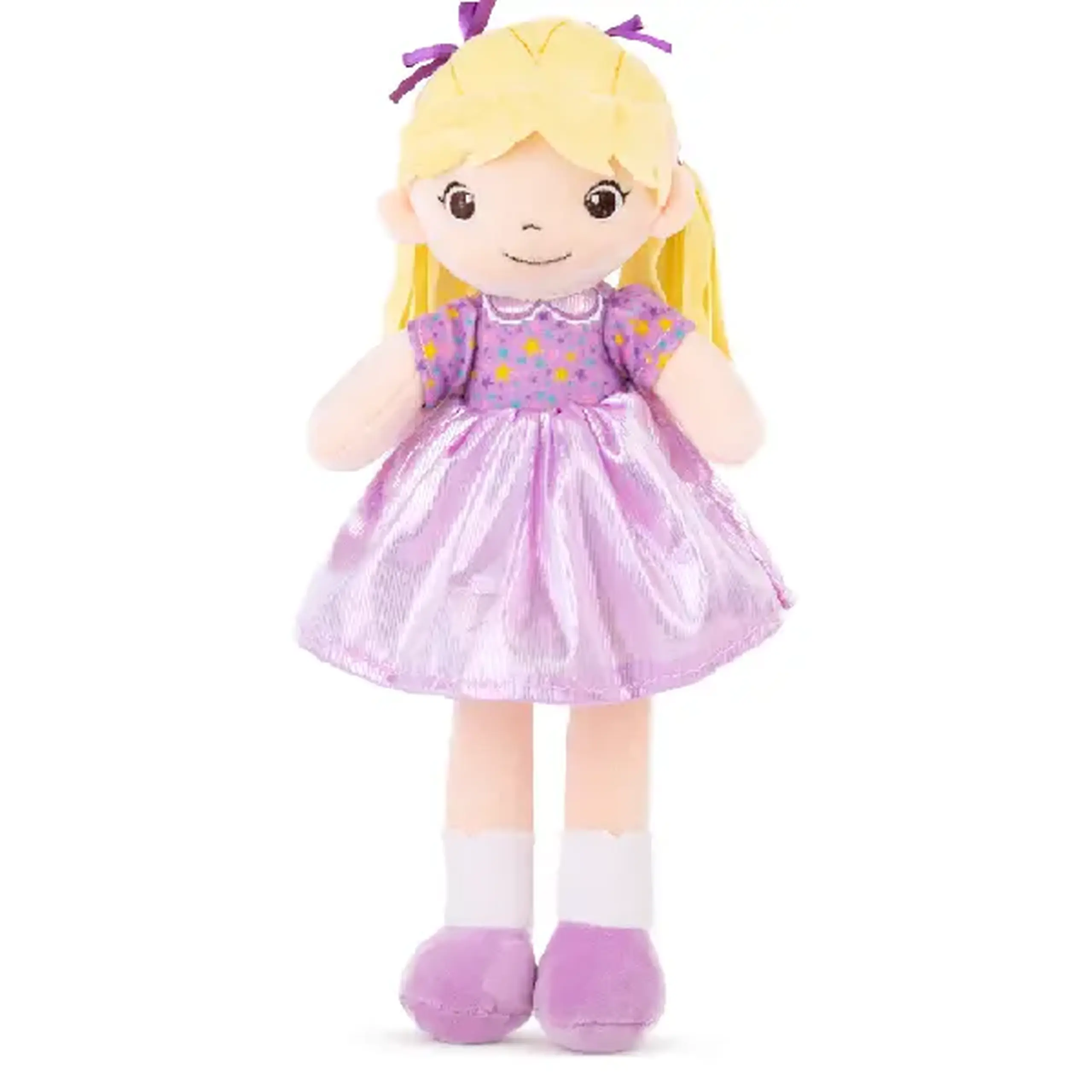 Jucarie moale Papusa cu rochie - Mov 33 cm - 0.09 kg