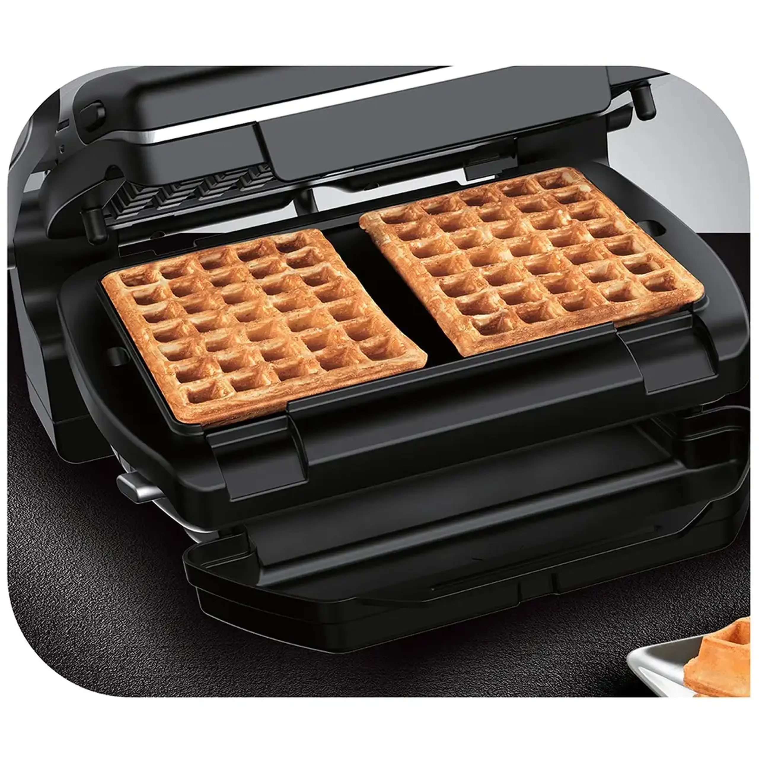 Accesoriu pentru gofre Tefal compatibil cu OptiGrill+ si OptiGrill Elite XA724810, placi antiaderente, compatibile cu masina de spalat vase, Negru
