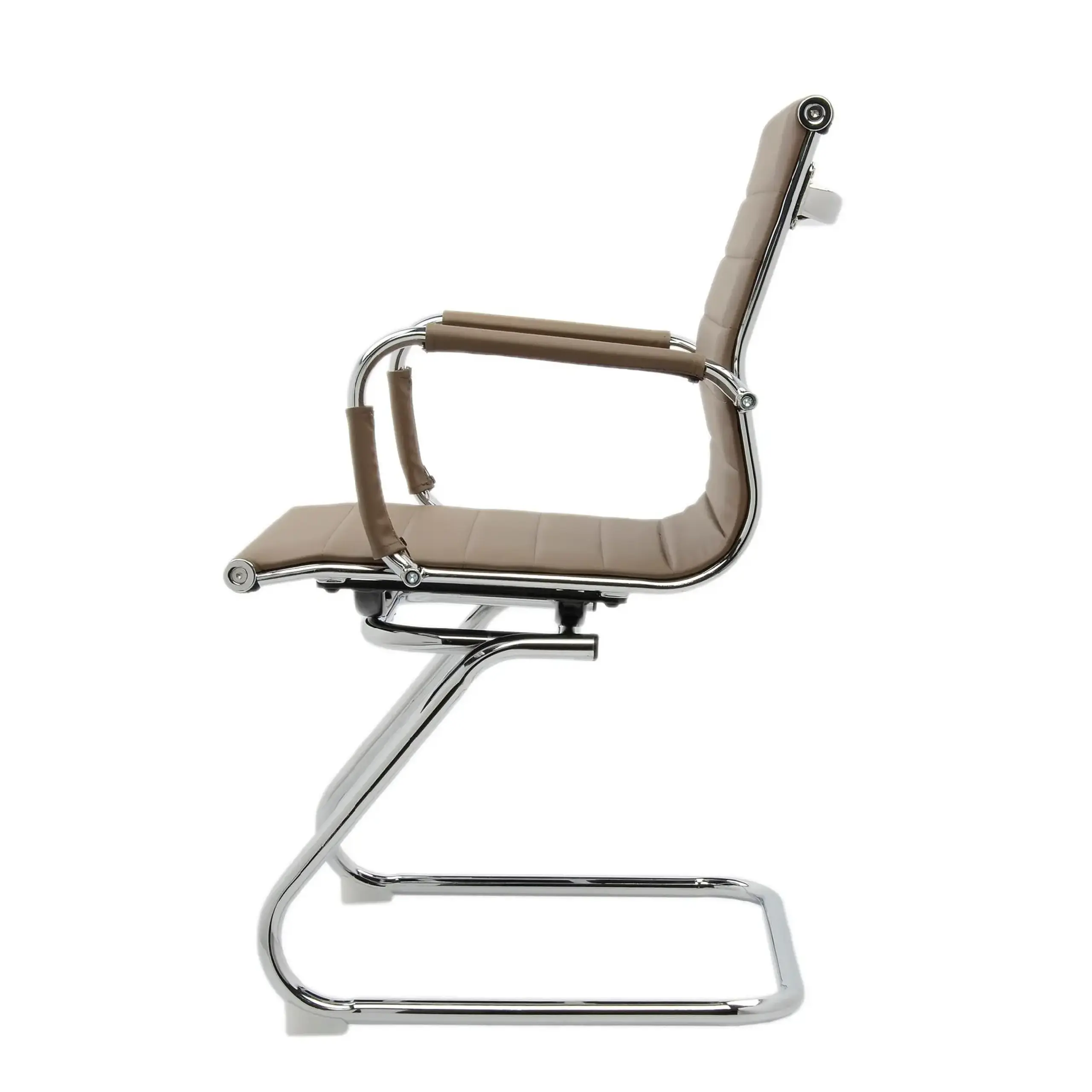 Scaun de birou / vizitator Kring Lear, baza cromata, PU, Maro
