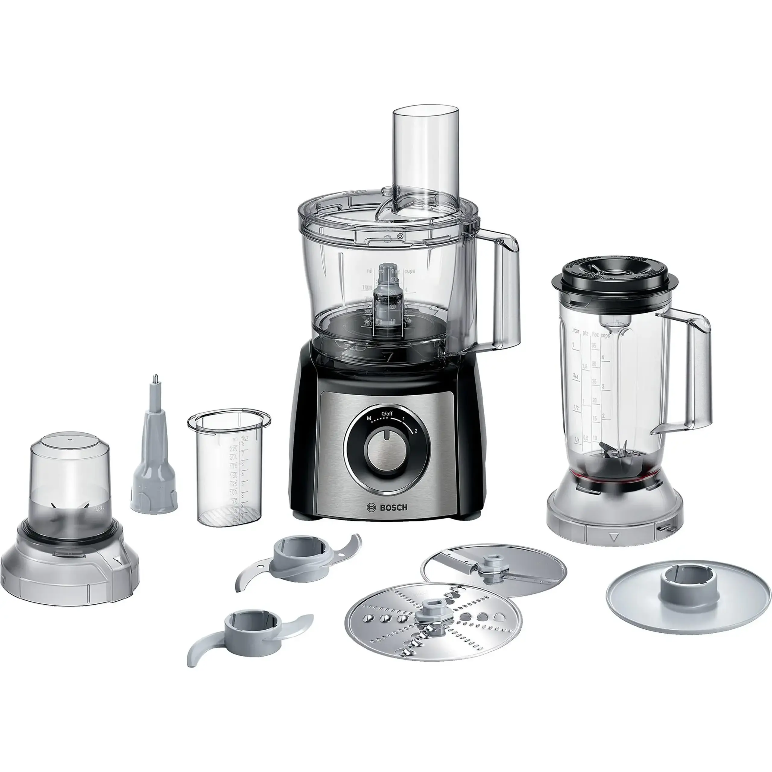 Robot de bucatarie Bosch MultiTalent 3 Plus MCM3PM386, 900 W, 2 viteze + Pulse, bol 2.3 l, Negru/ argintiu