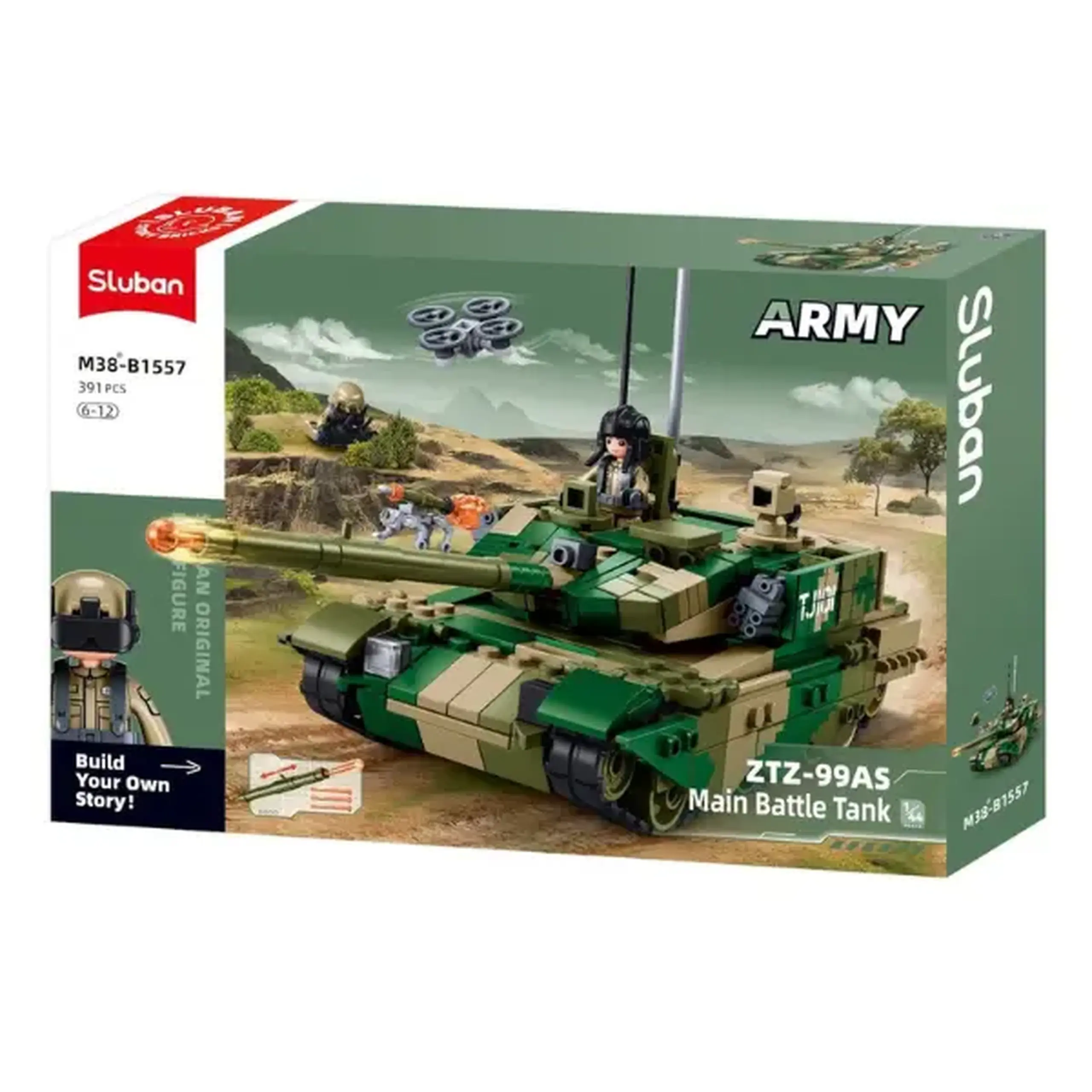 Set de construcție „Tanc de luptă ZTZ-99AS”, scara 1:45, 391 elem.
