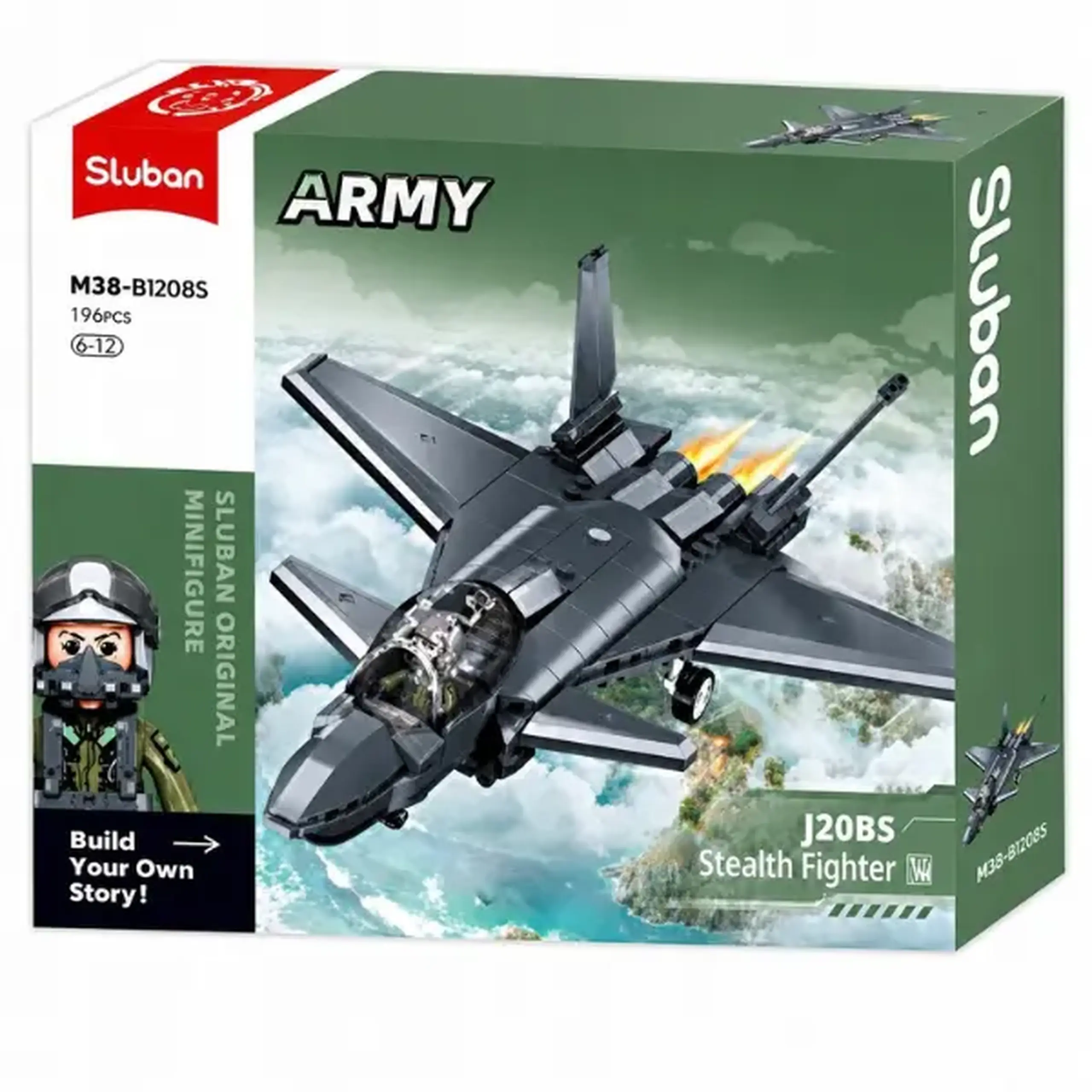 Set de construcție „Avion de vânătoare J20BS”, scara 1:55, 196 elem.