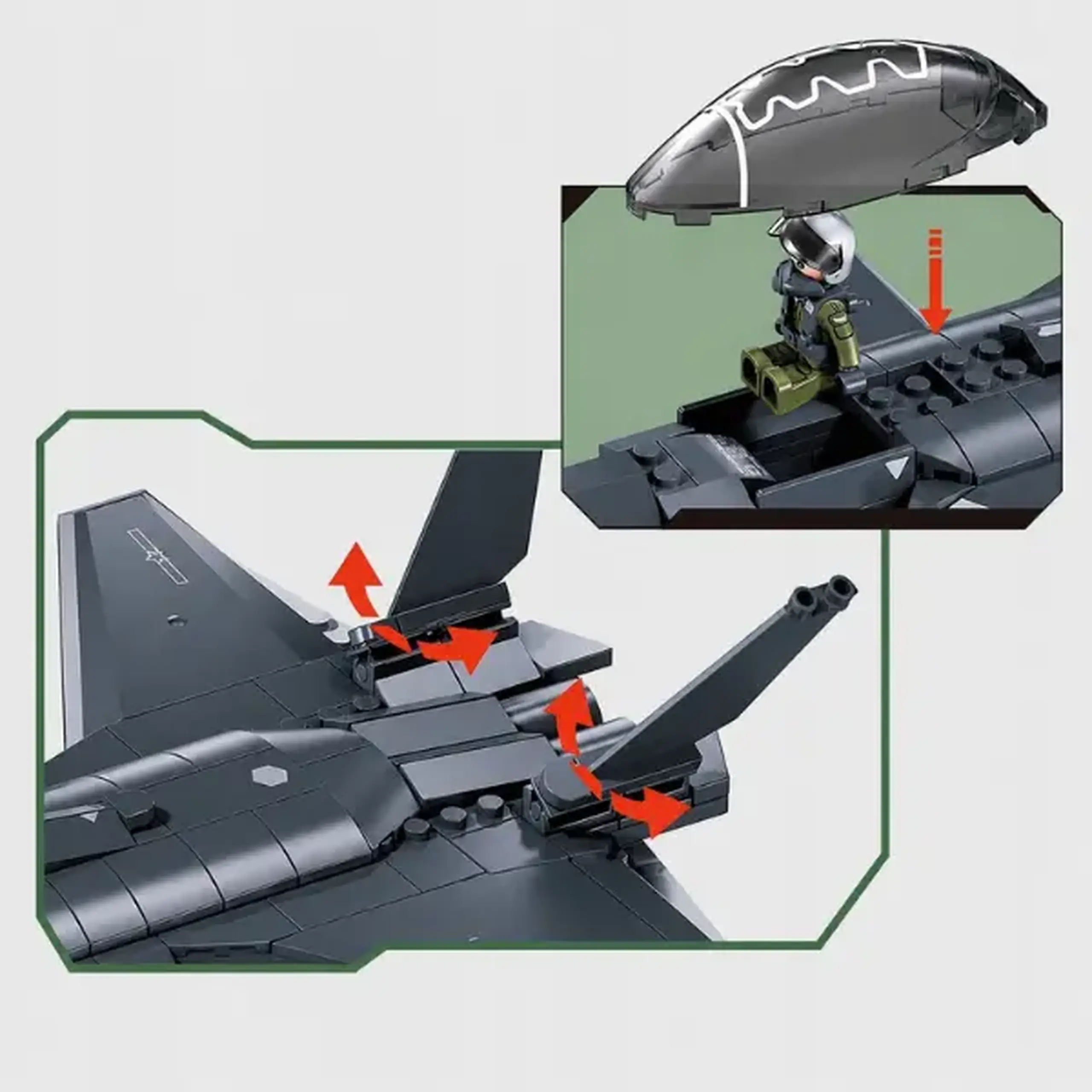 Set de construcție „Avion de vânătoare J20BS”, scara 1:55, 196 elem.