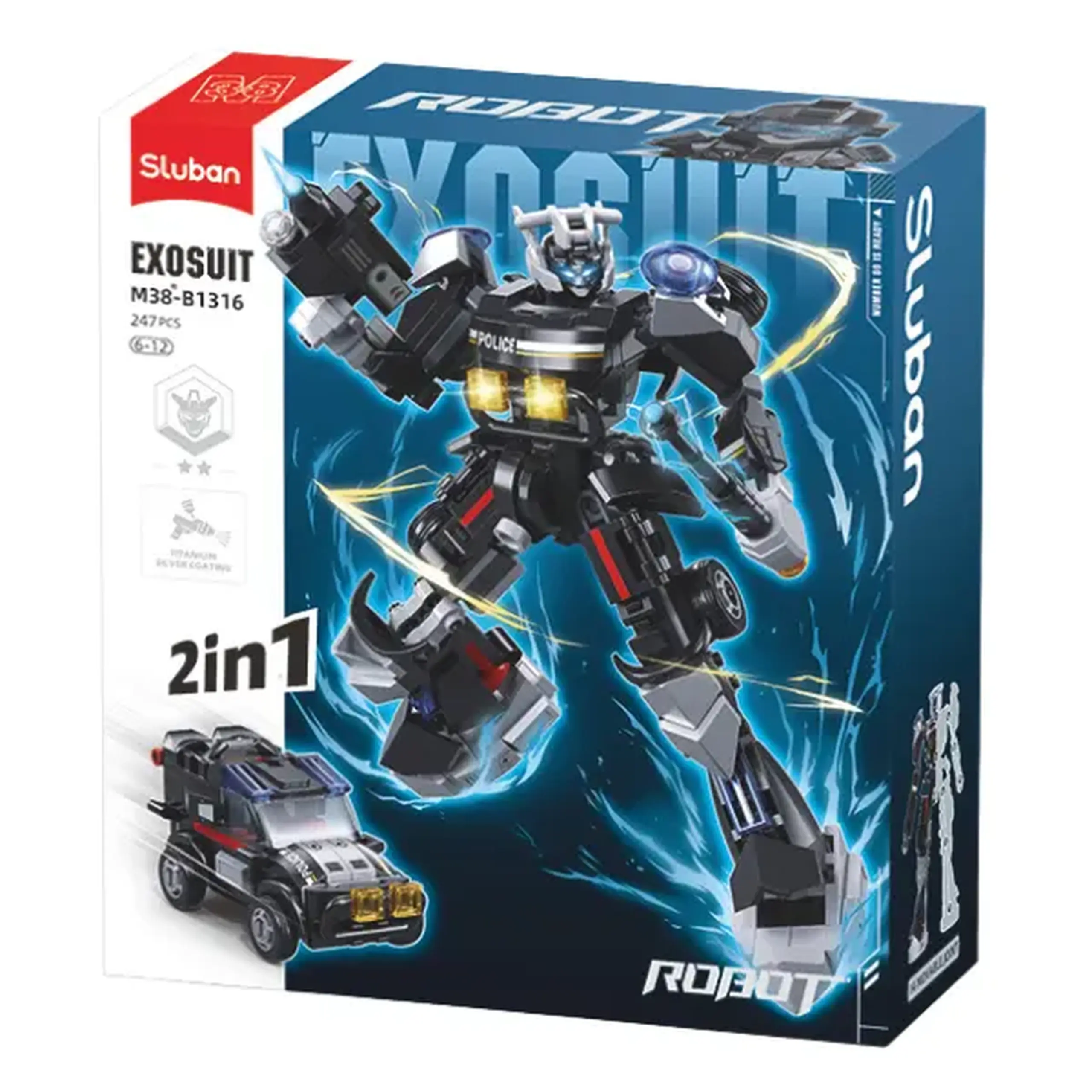 Set de construcție "Robot-mașină de poliție 2 în 1", 247 elem.