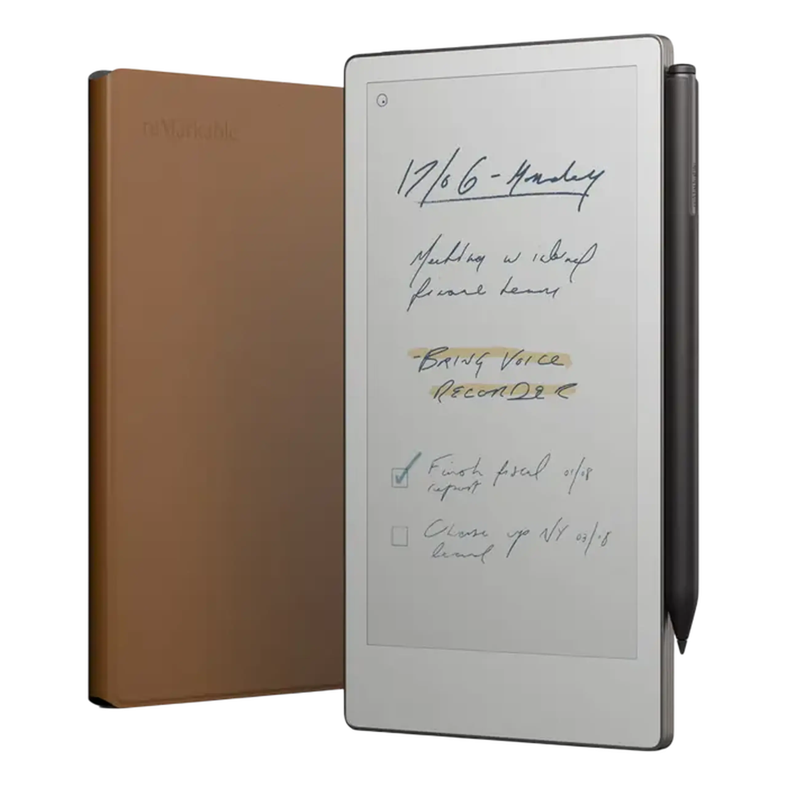 reMarkable Paper Pro Move 7.3" Bundle 2/64GB with Marker Plus Book Folio Cover, Leather Brown