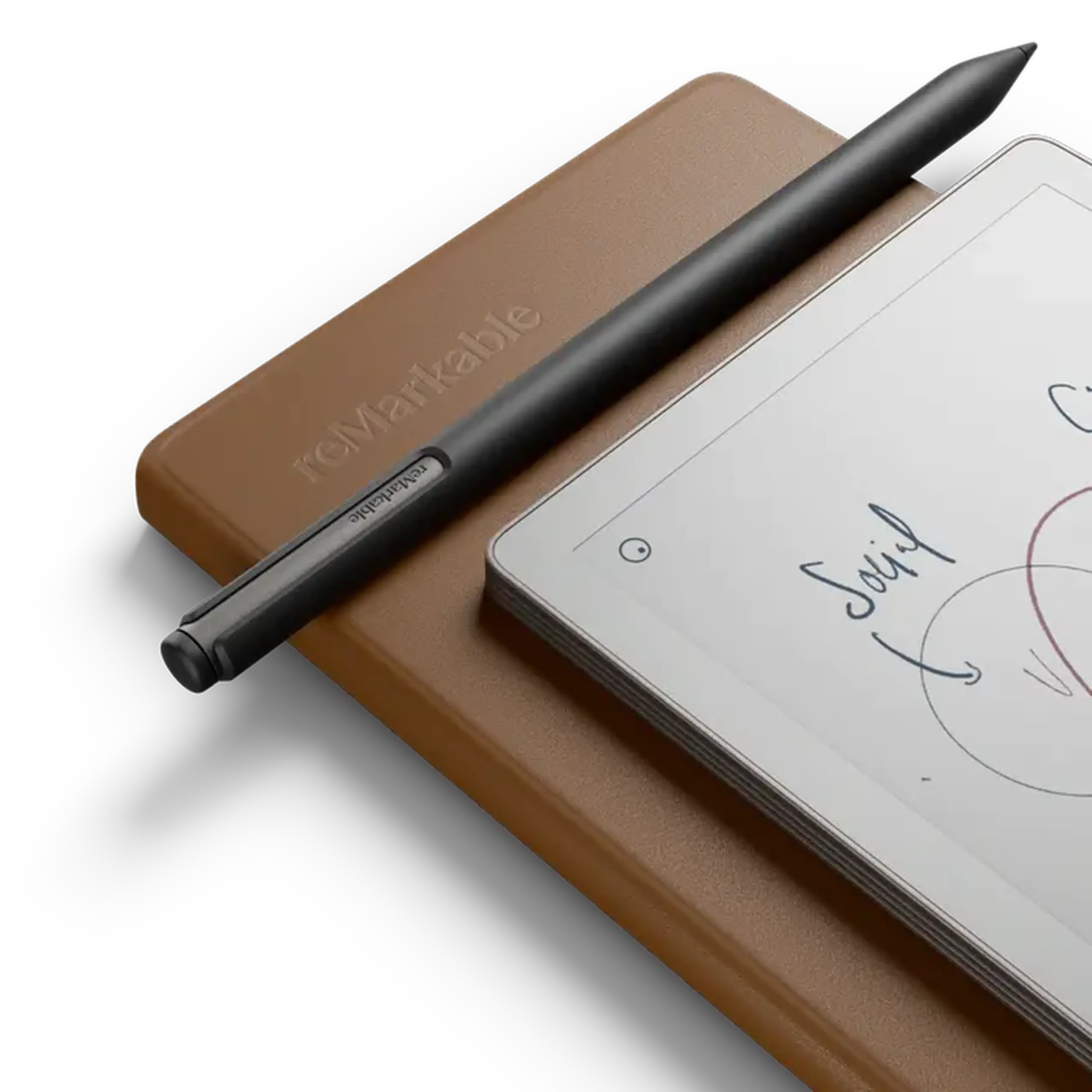 reMarkable Paper Pro Move 7.3" Bundle 2/64GB with Marker Plus Book Folio Cover, Leather Brown